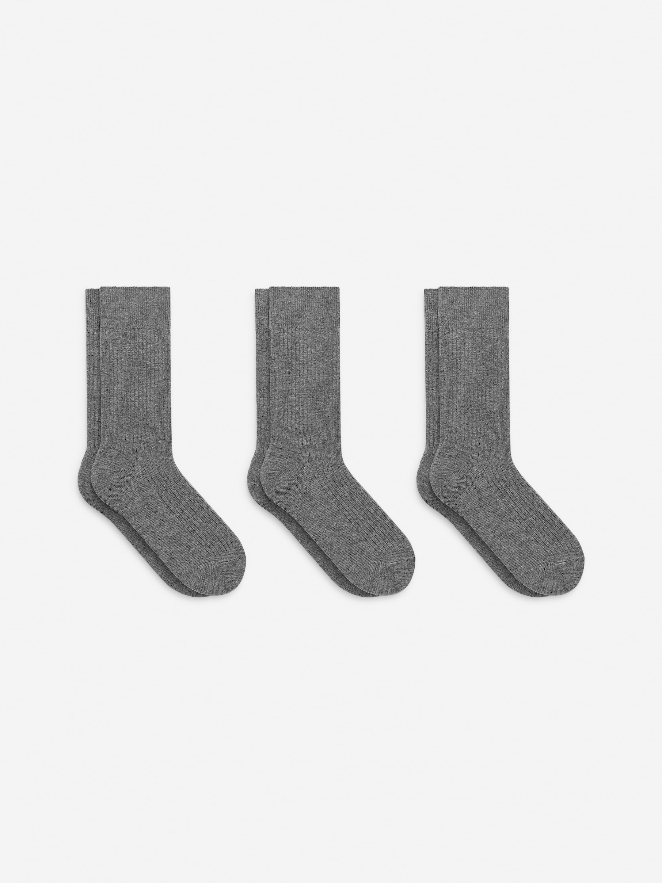 Supima Cotton Rib Socks Set of 3 pairs-#8E8D89-14039