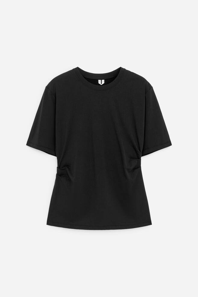 Drapiertes T-Shirt - Schwarz/Weiß - 1