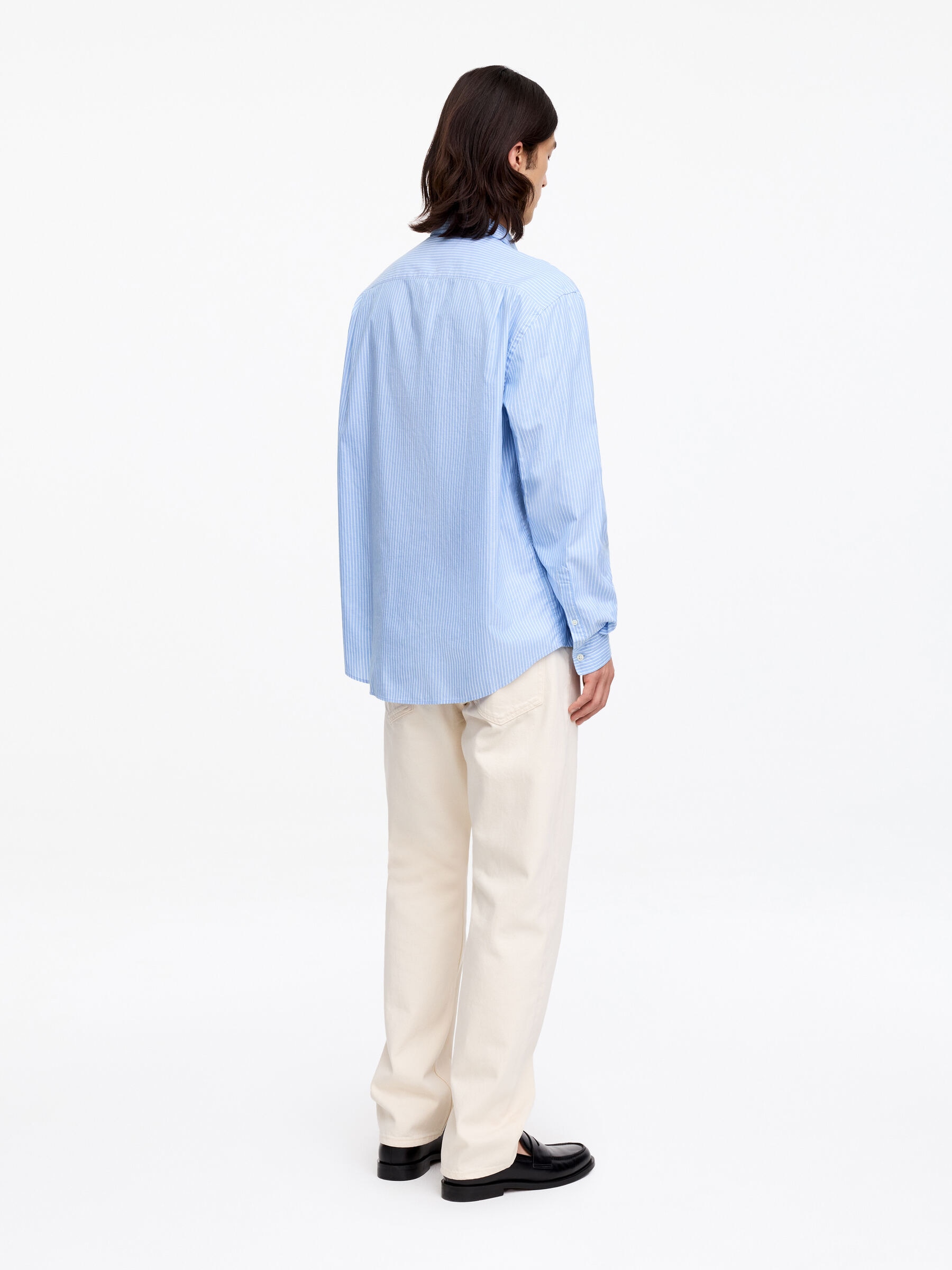 Chemise en popeline décontractée - Blanc/Bleu - Loose fit - Homme - StillMedia/Lookbook - 13