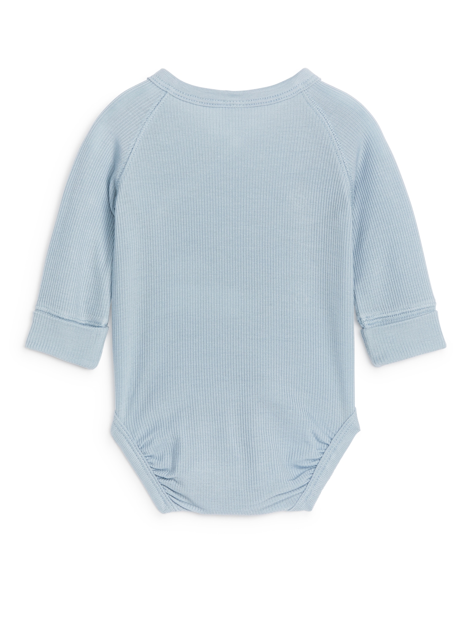 Breit gerippter Strampler für Neugeborene - Hellblau/Beige - 2