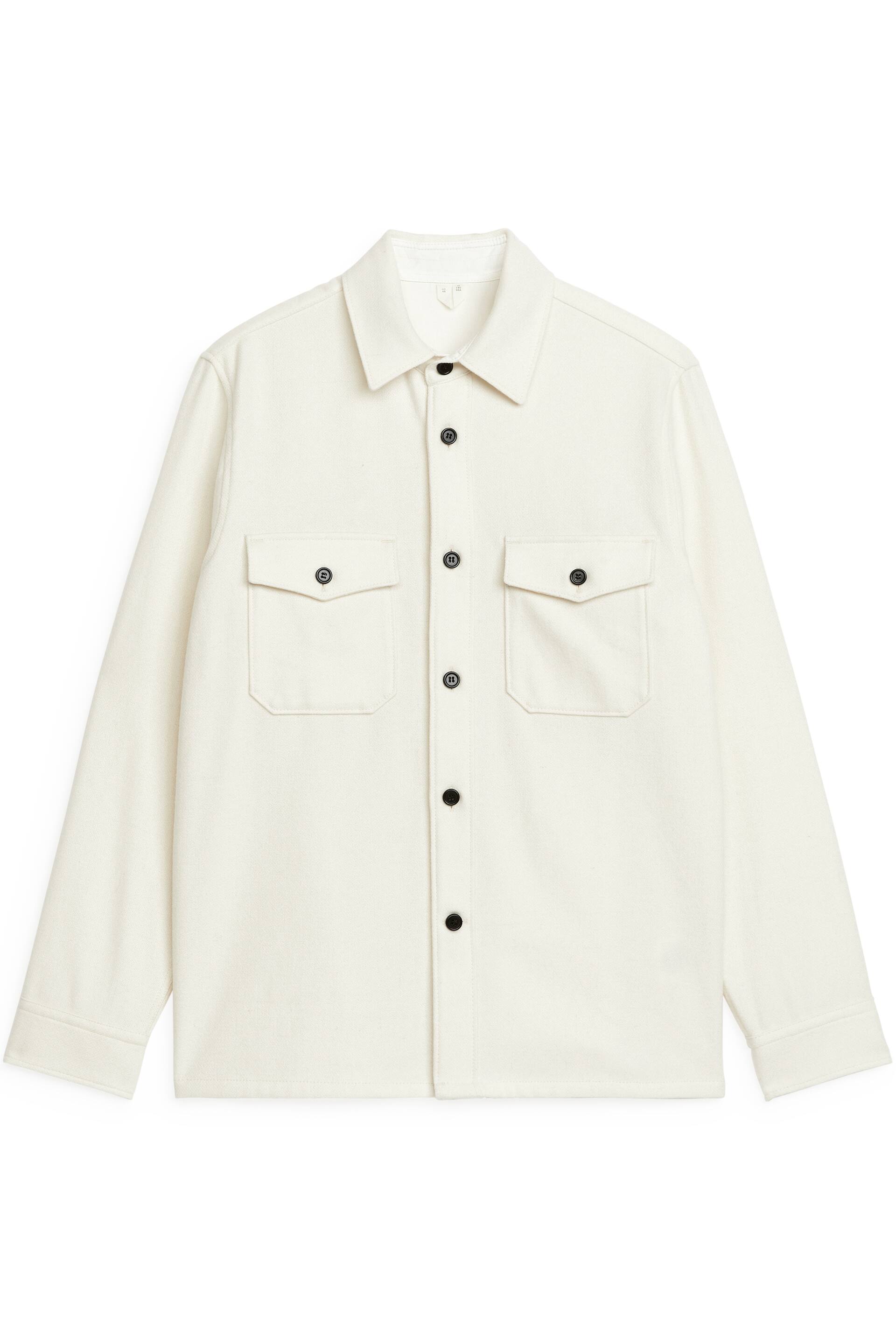 Näytä suurempi kuva: Villainen paitatakki - Luonnonvalkoinen - MIEHET | H&M FI 1