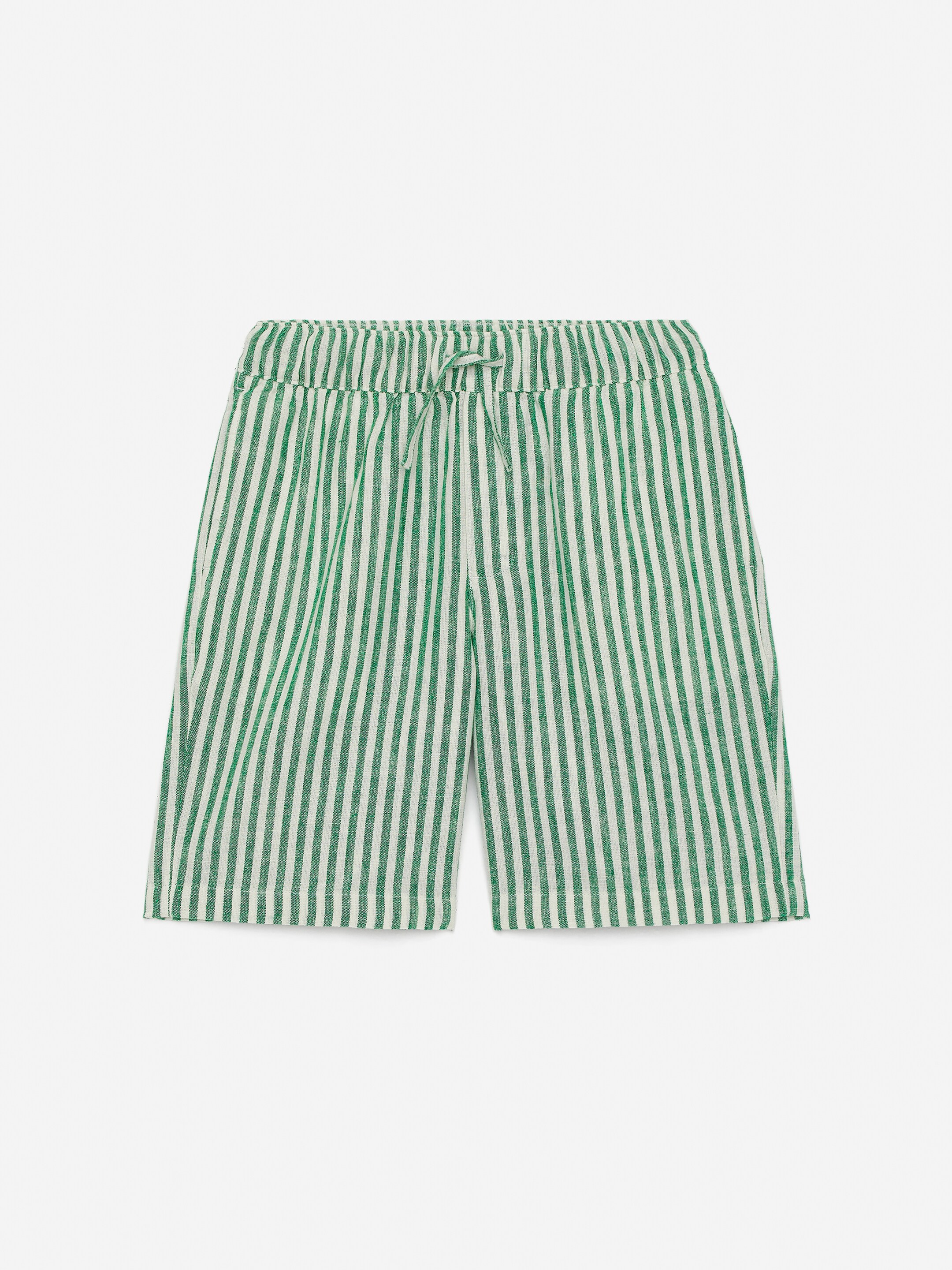 Linneshorts - Grön/vit - Regular fit - Children - StillMedia/DescriptiveStillLife - 1