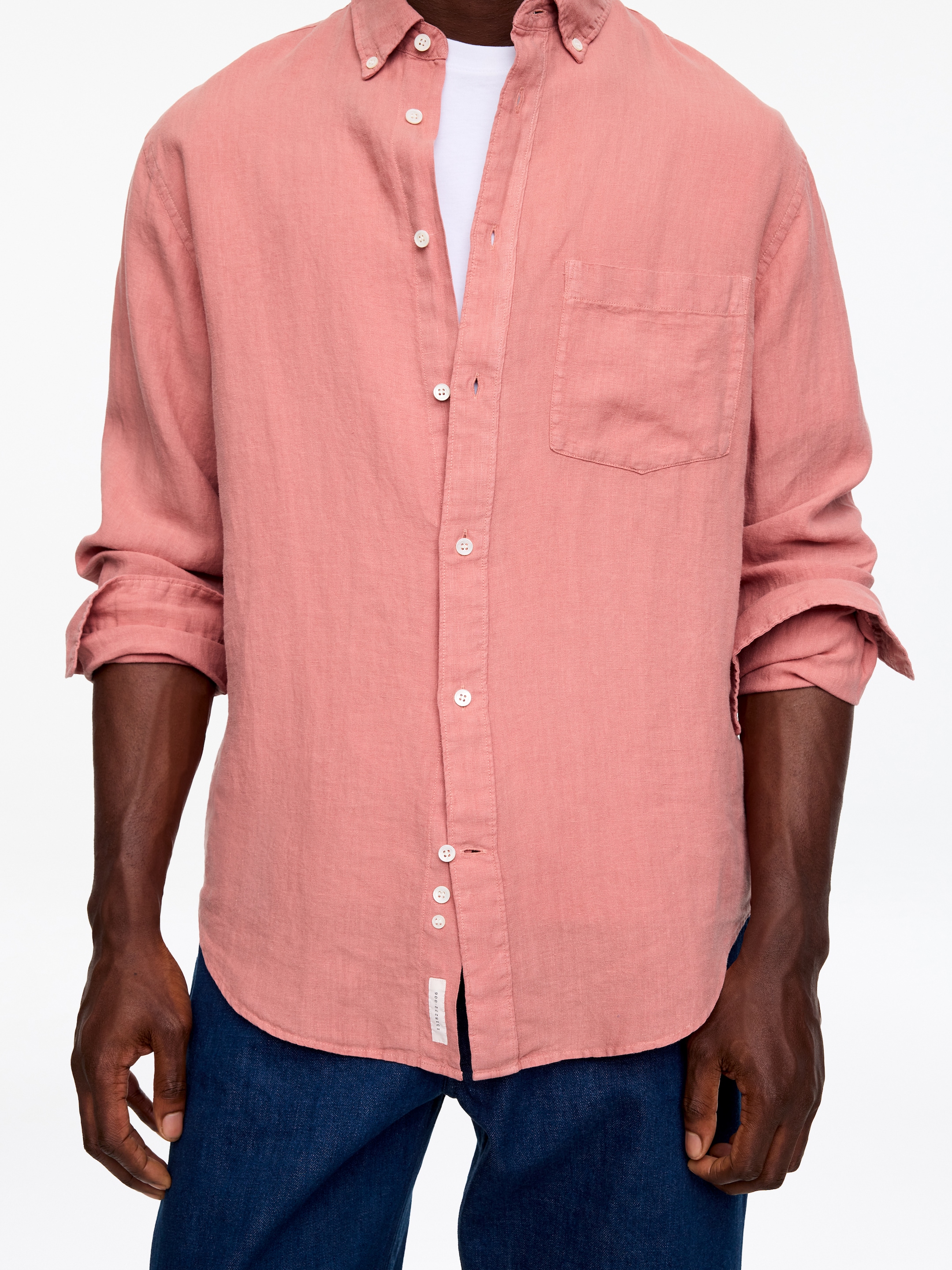 Camisa de lino holgada - Rosa oscuro empolvado - Corte relajado - Men - StillMedia/Lookbook - 3
