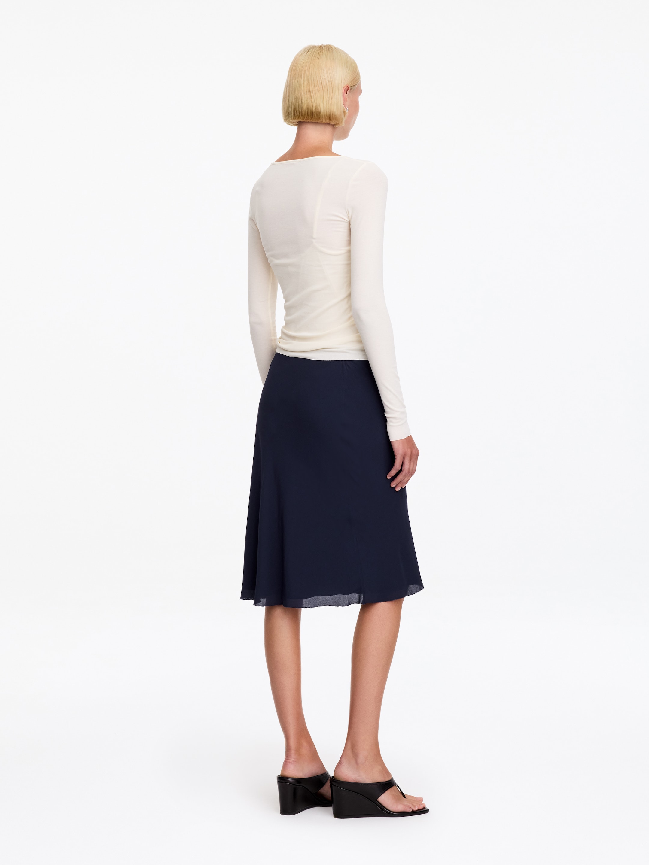Chiffon Midi Skirt - Navy - Regular fit - women - StillMedia/Lookbook - 5