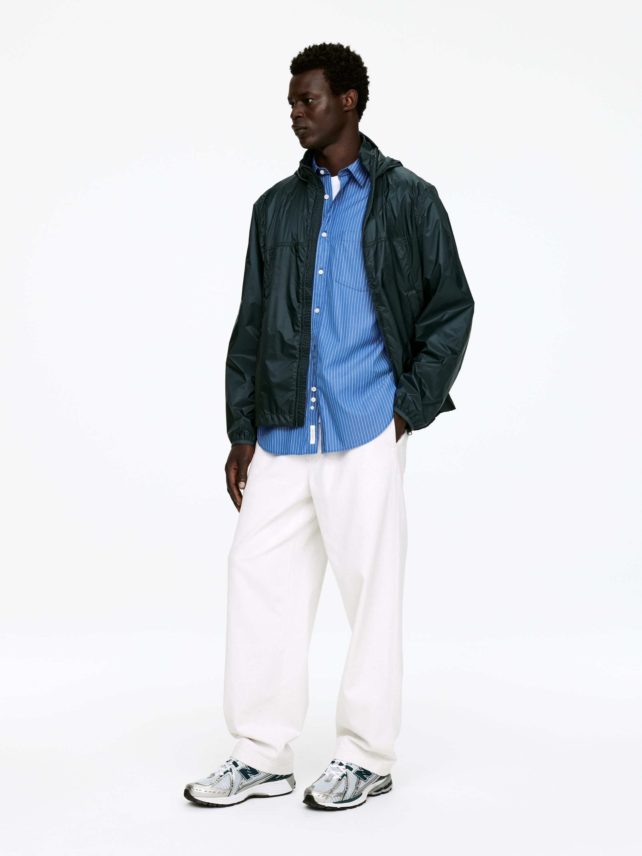 Relaxed Poplin Shirt - Blue/White - Loose fit - Men - StillMedia/Lookbook - 5