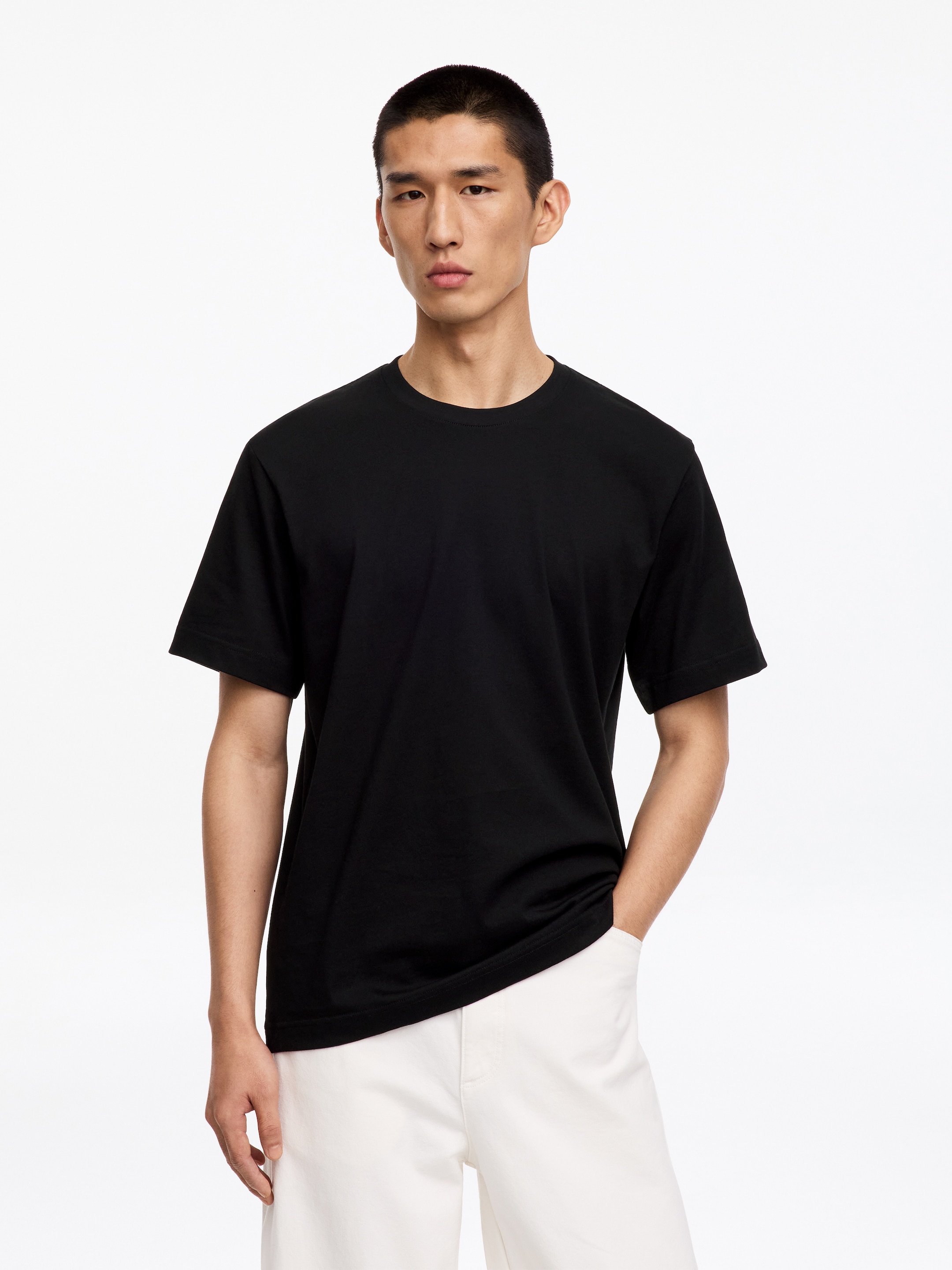 T-shirt con vestibilità rilassata da 220 GSM-Black-10474