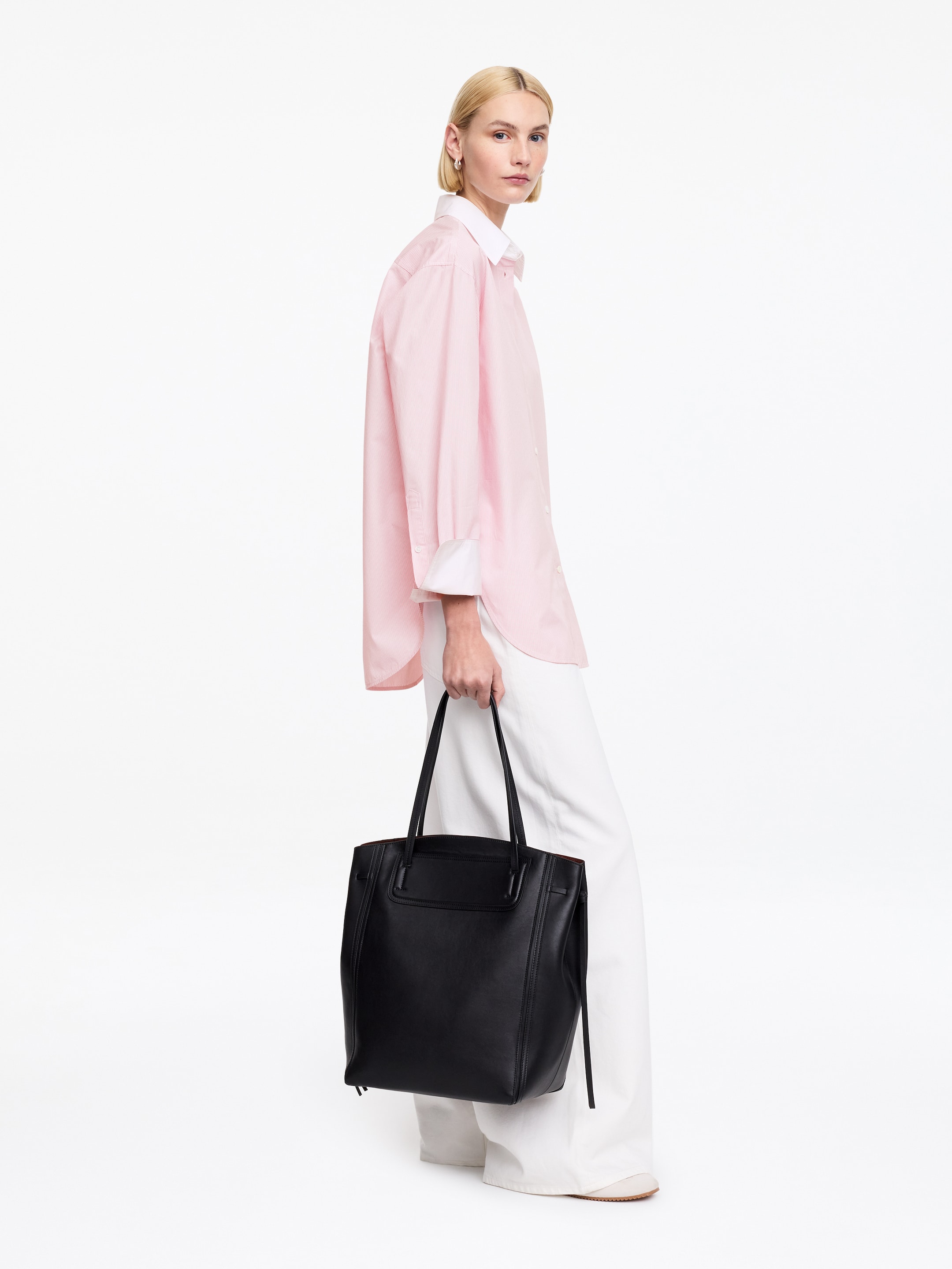 Relaxed-Fit Poplin Shirt - Pink/White - Relaxed fit - Women - StillMedia/Lookbook - 3