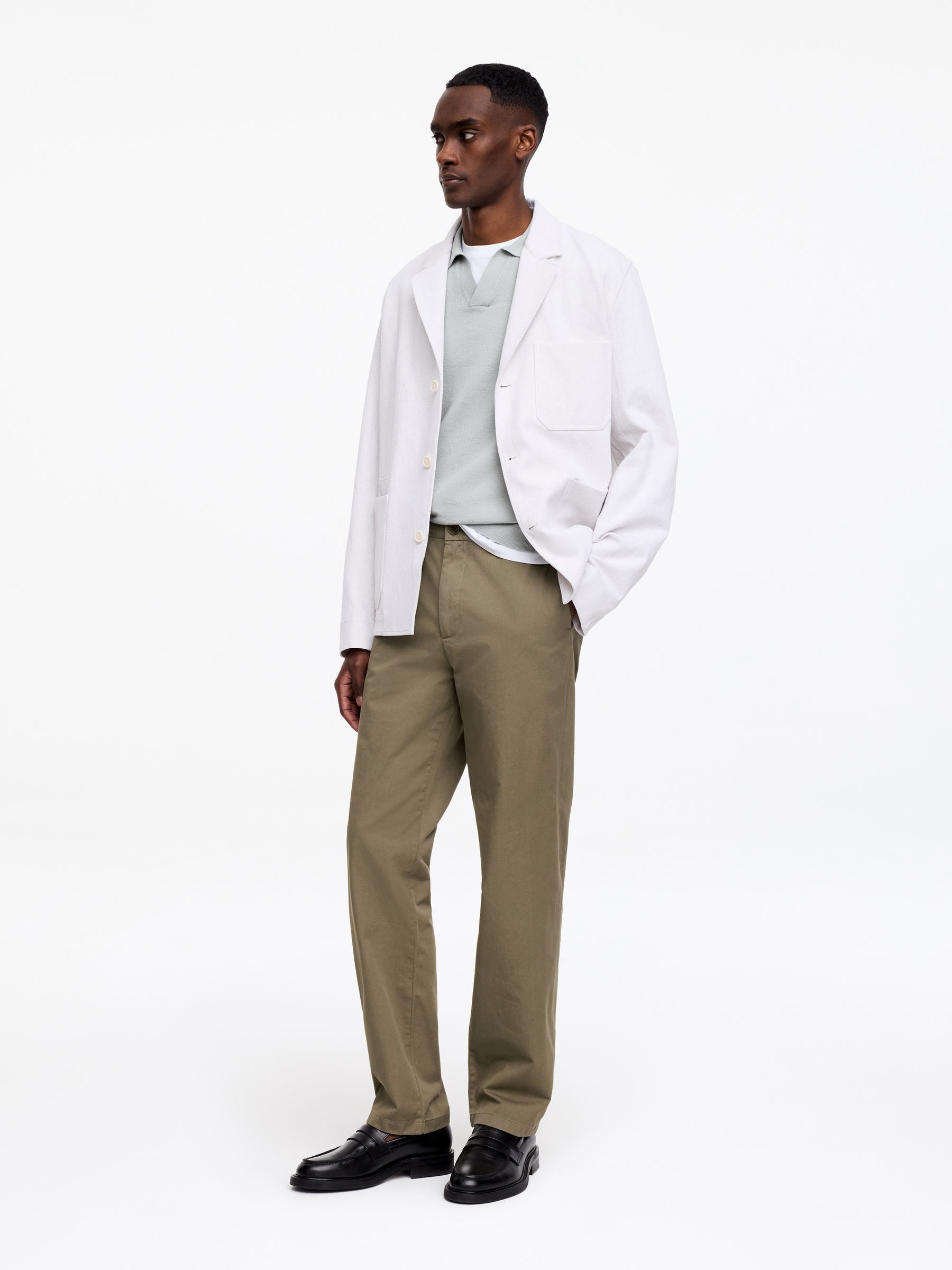 Straight Cotton Chinos - Khaki Green - Regular fit - Men - StillMedia/Lookbook - 3