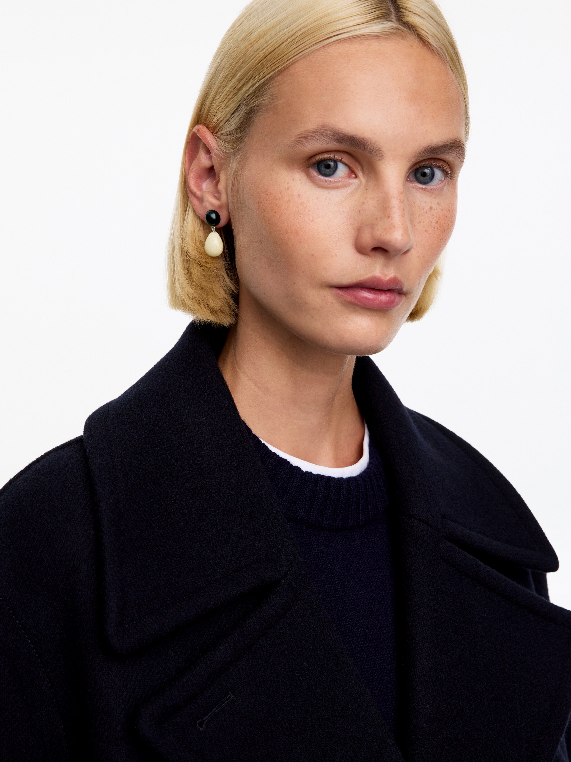 Stone Pendant Earrings - Black/beige - women - StillMedia/Lookbook - 4