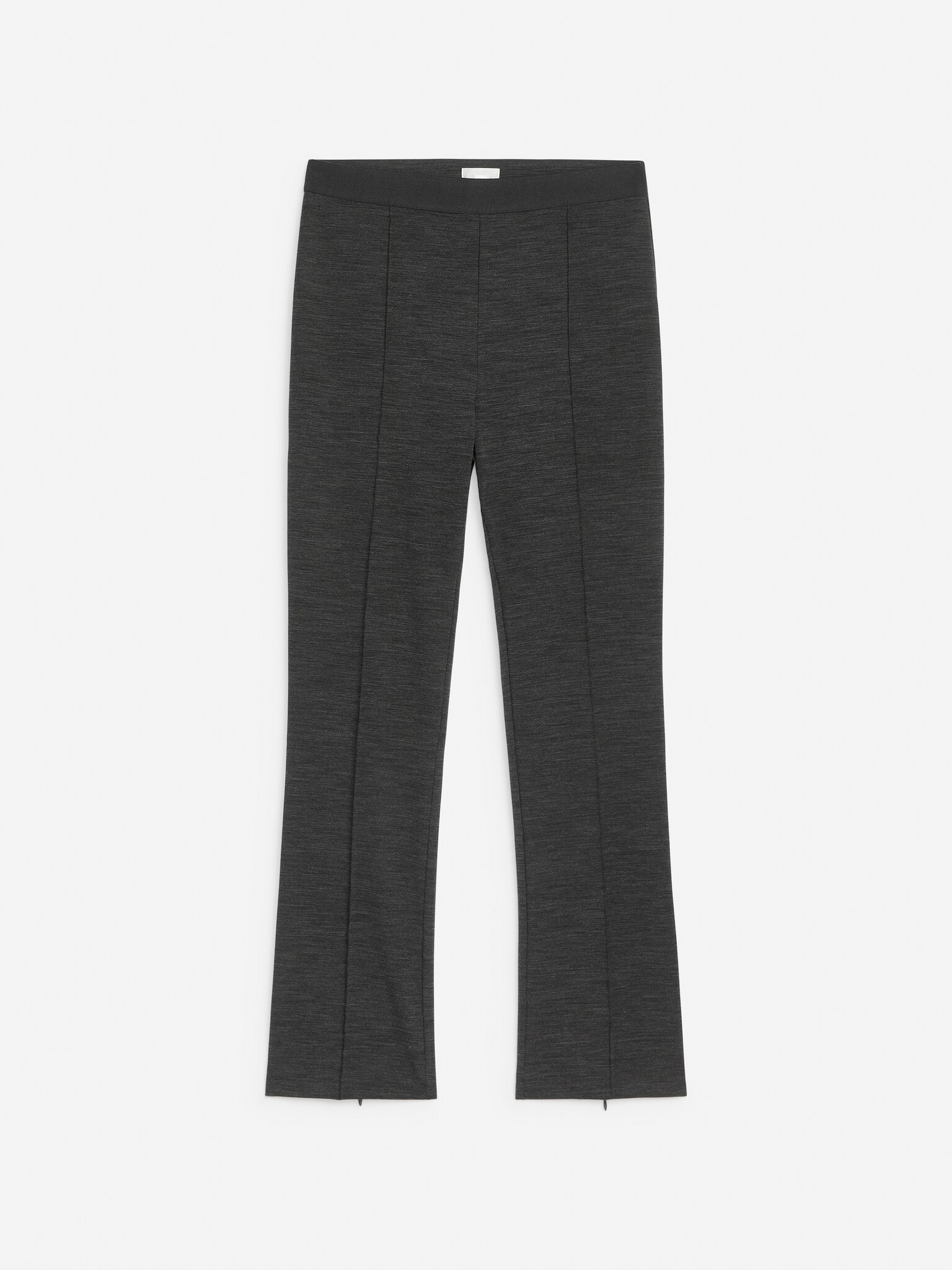Stretch Zip-Detail Trousers - Dark Grey Melange/Black - 2