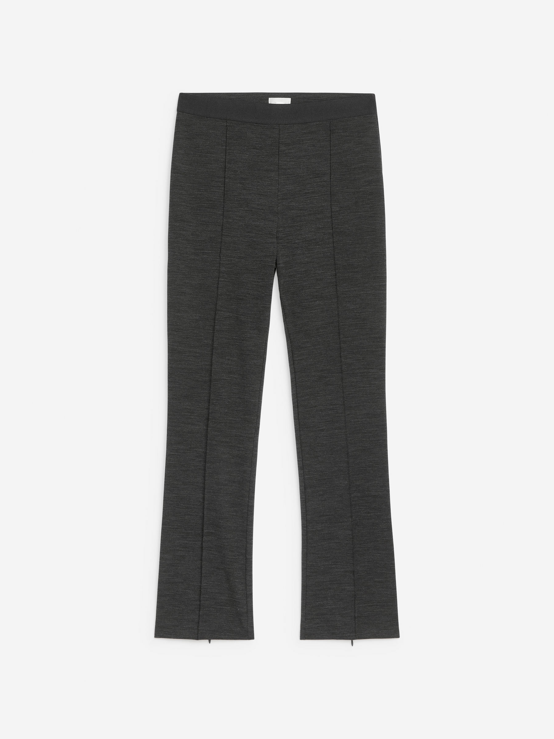 Pantalones elásticos con detalle de cremallera - Gris oscuro jaspeado - Corte estándar - Women - StillMedia/DescriptiveStillLife - 1