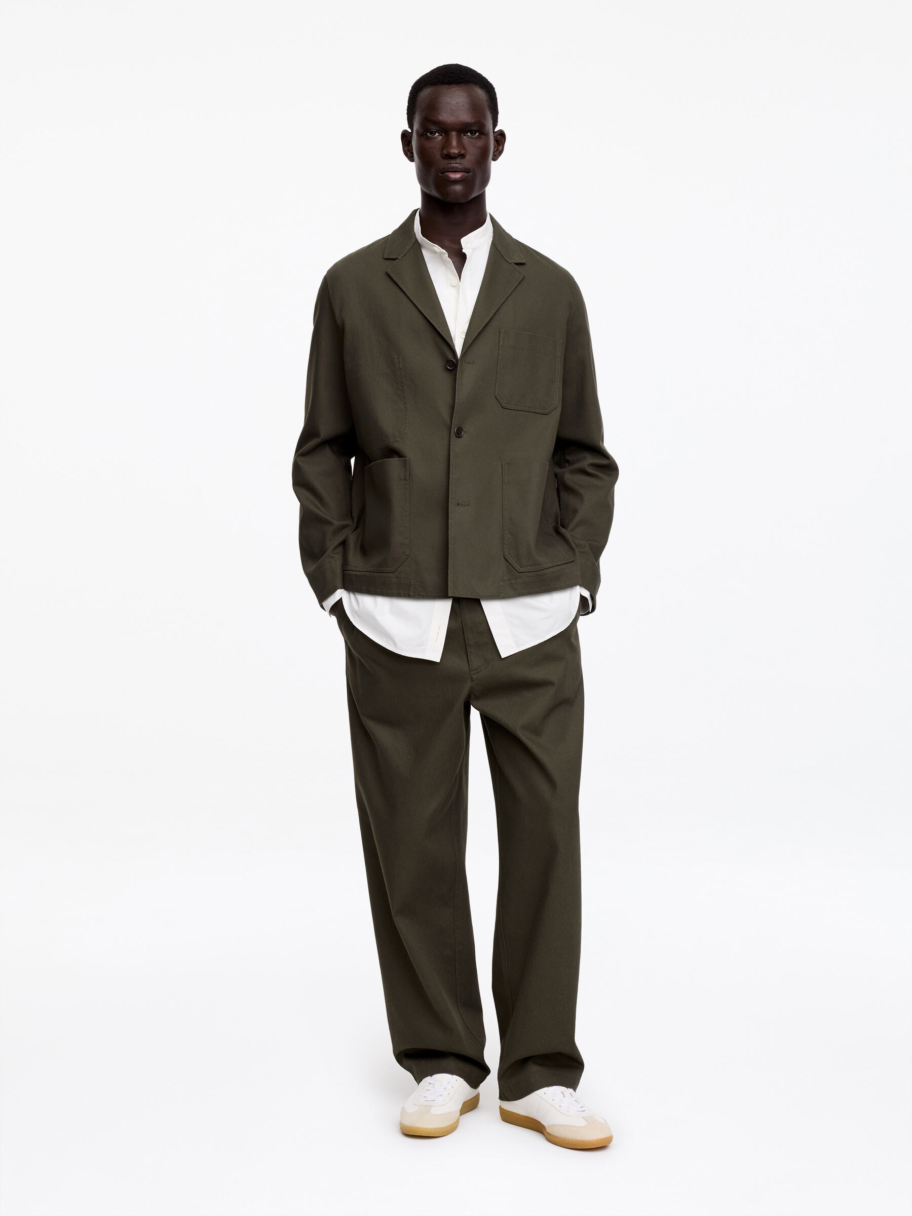 Blazer décontracté en coton et lin-#625B43-18942