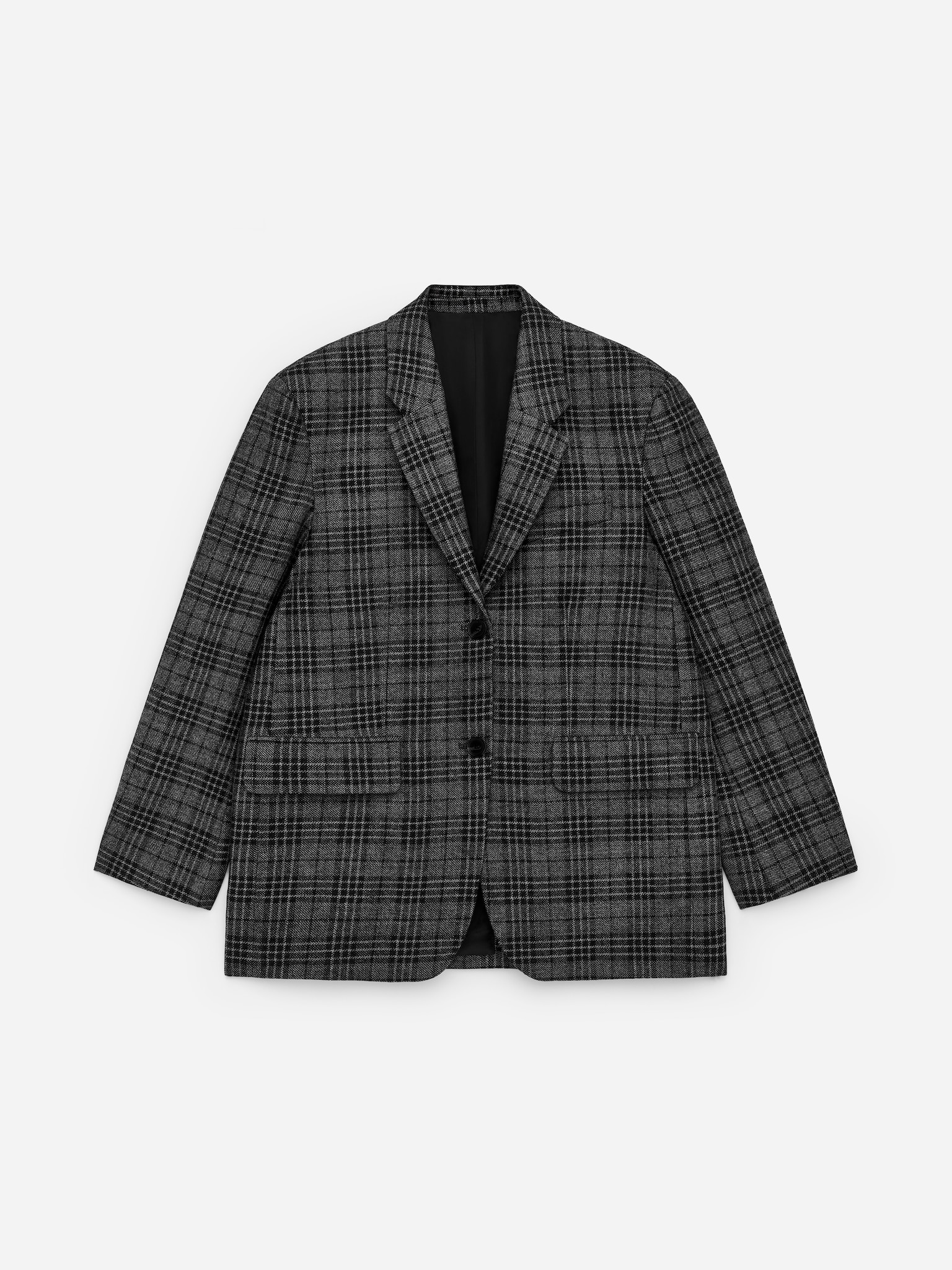 Relaxed Blazer - Black/Checkered - 2