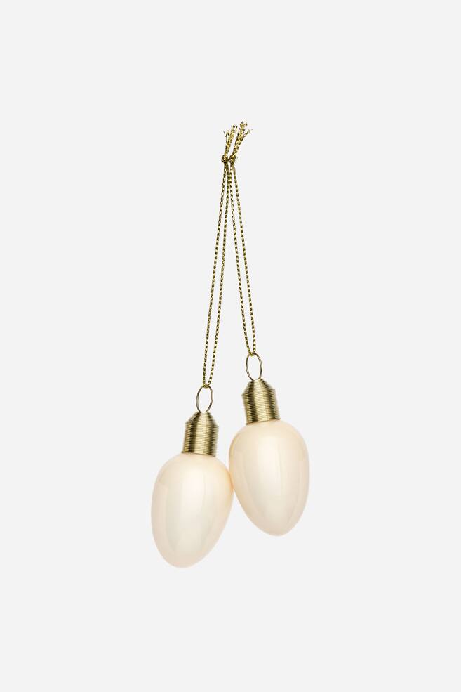 Set van 2 glazen ornamenten - Wit/Geel/Groen/Saliegroen/Roze - 1