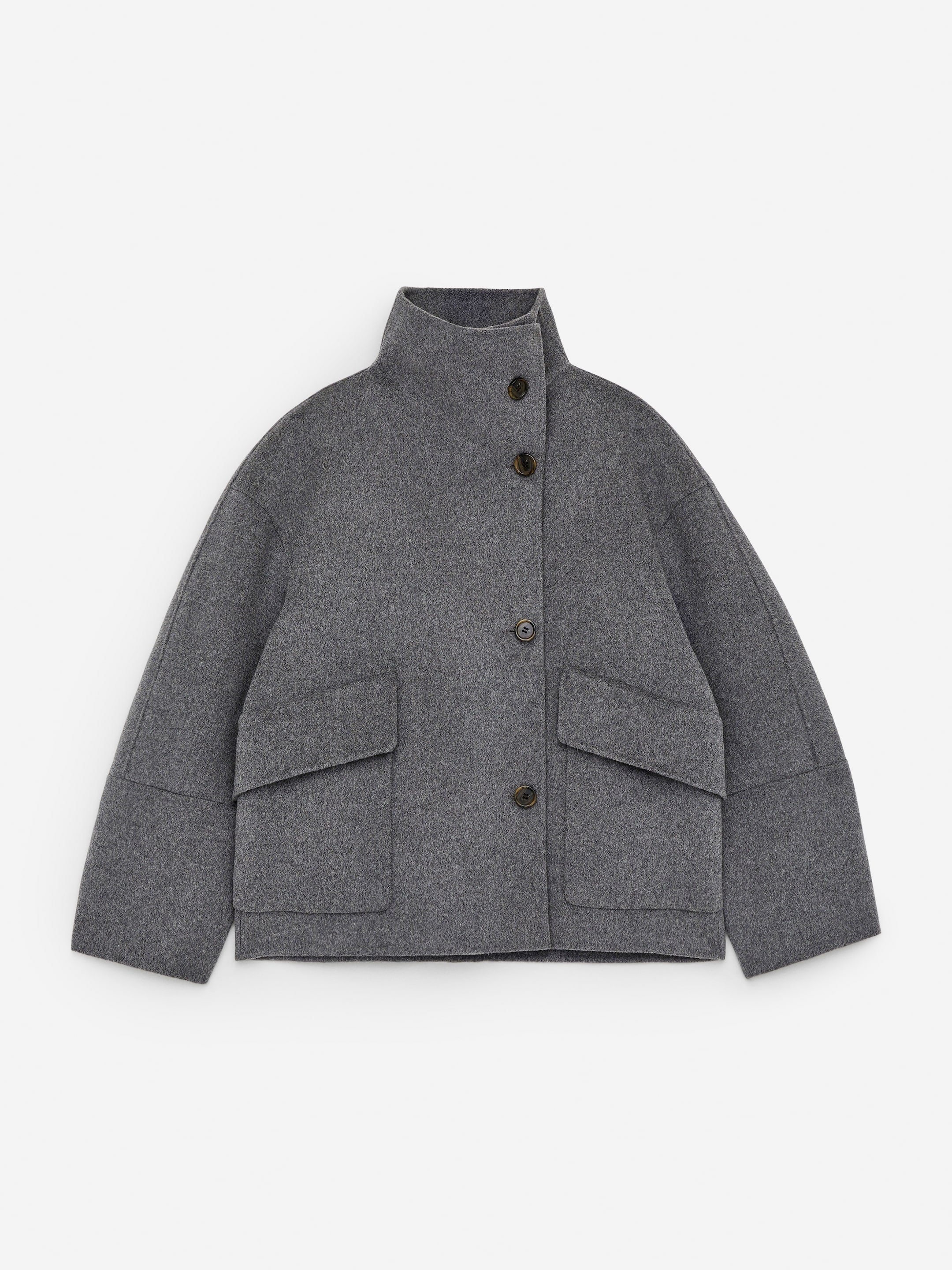 View larger image: Doublé Wool-Blend Jacket - Grey Melange - Ladies | H&M GB 1