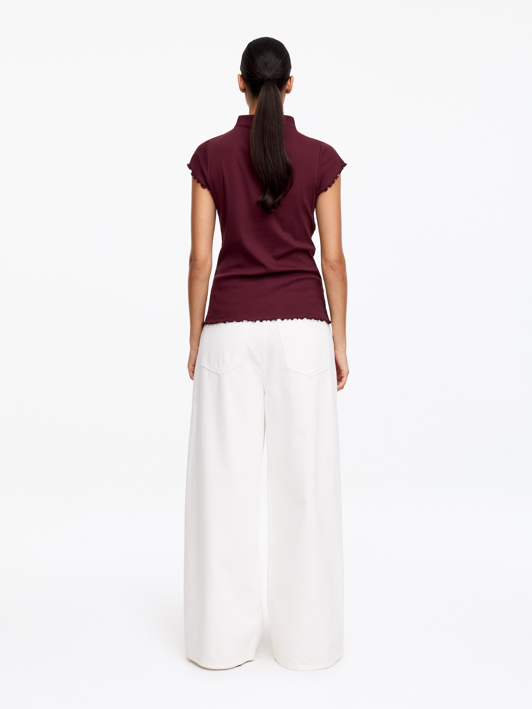 T-shirt z golfem - Ciemnoczerwony - Wąski fason - Women - StillMedia/Lookbook - 4