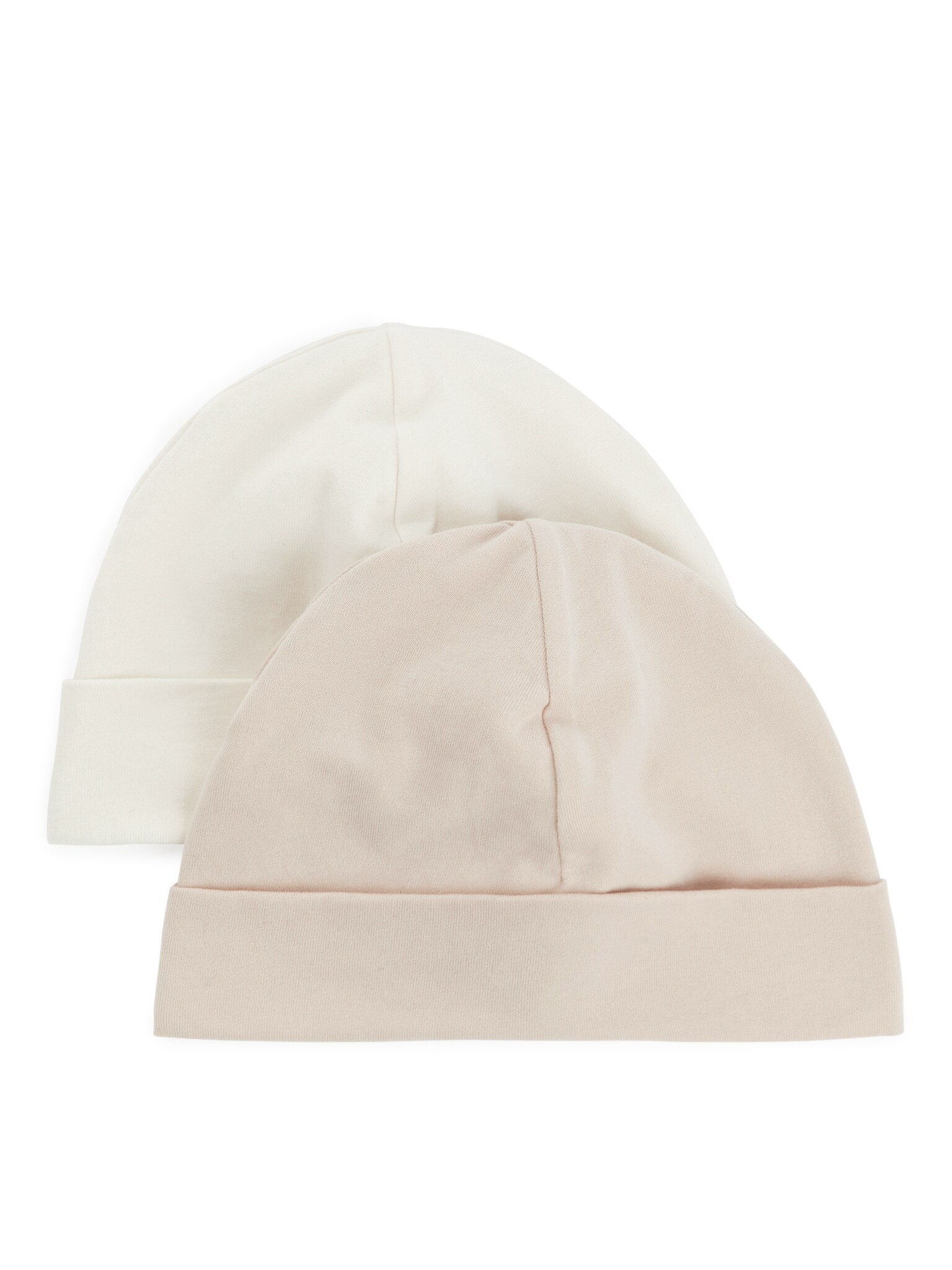 Newborn Soft Cotton Beanie Set of 2 - Beige/White