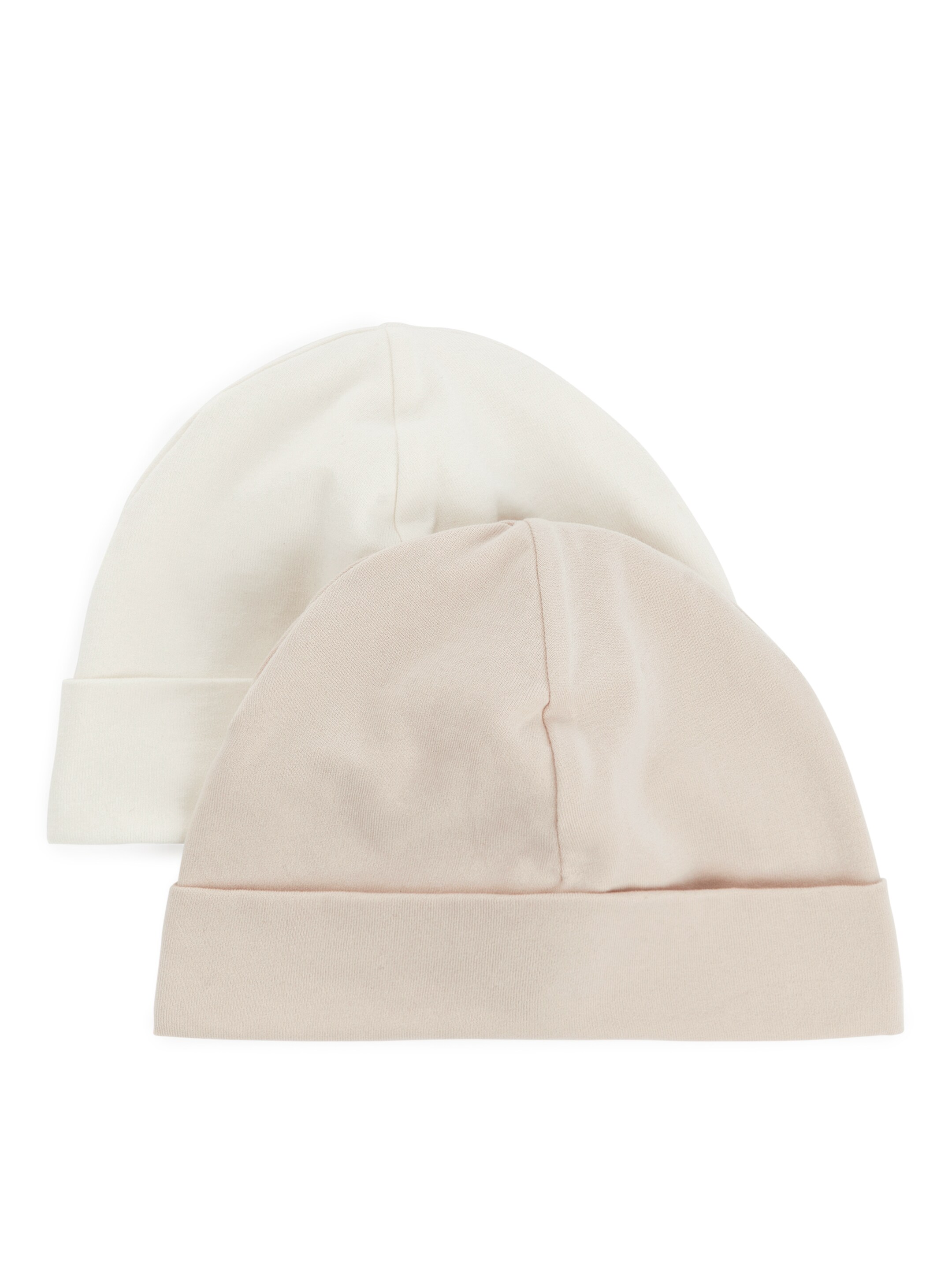 Grösseres Bild ansehen: Weiche Baumwollmütze für Neugeborene, 2er-Set - Beige/Weiß - KINDER | H&M CH 1