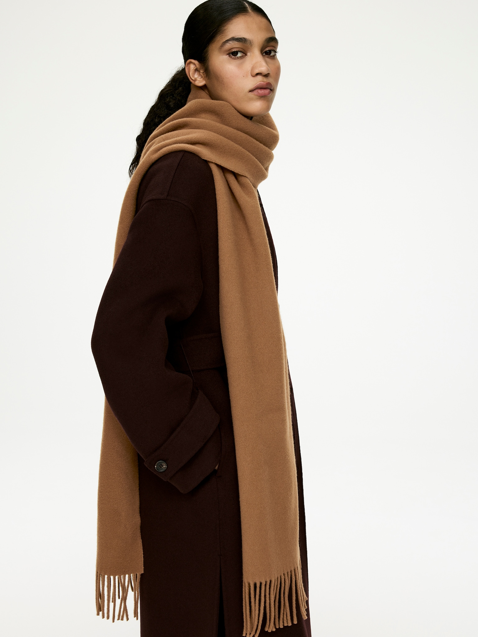 Wool Scarf - Brown/Red/Dark Blue