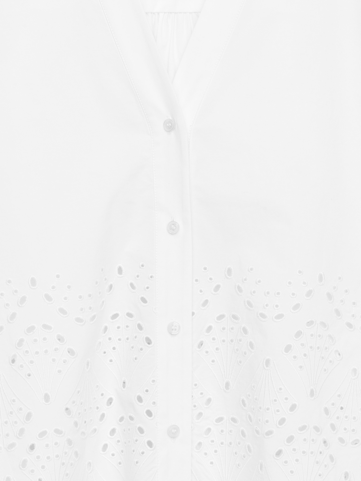 Blouse en broderie anglaise - Blanc/Bleu foncé - 4
