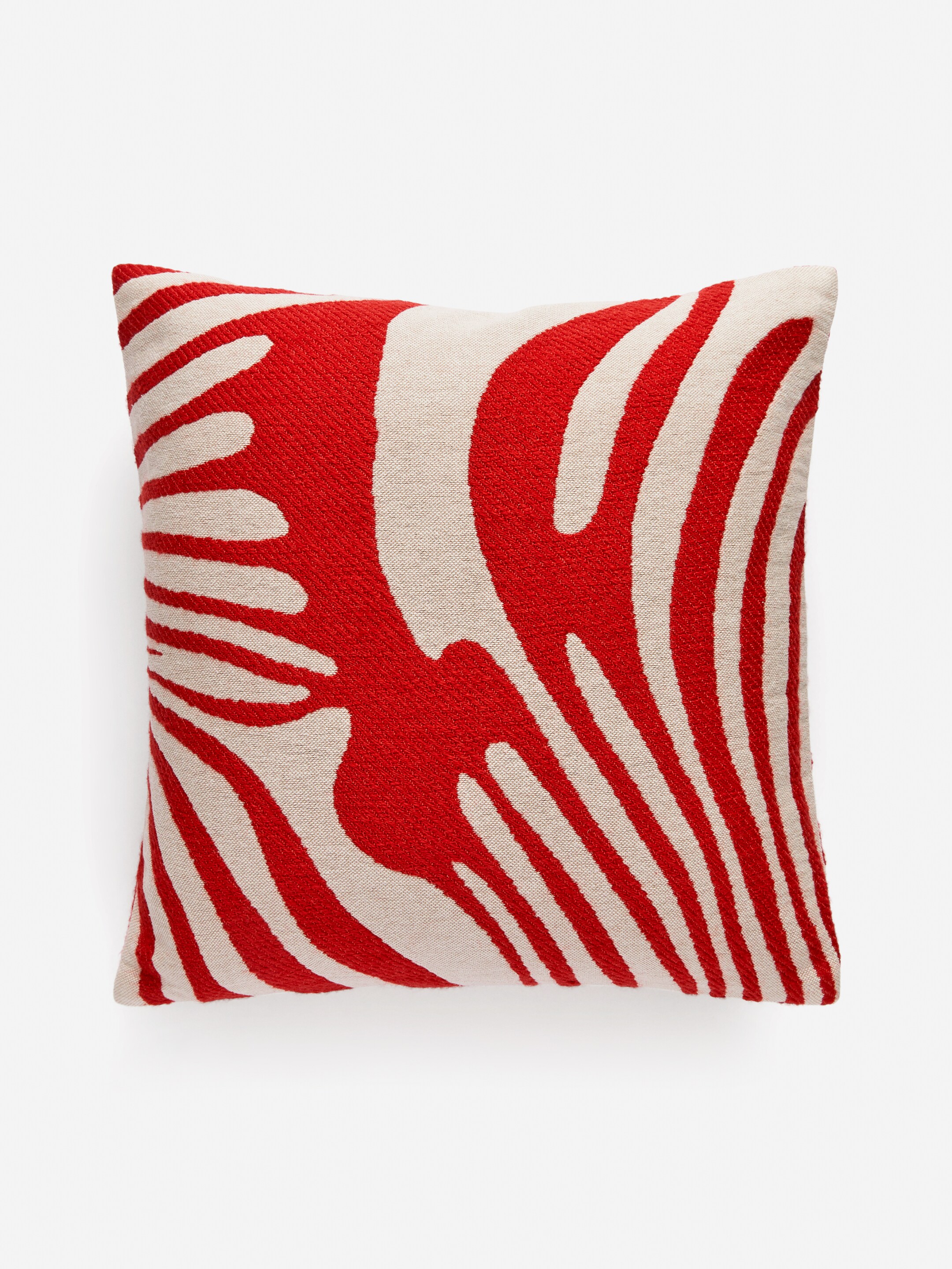 Agrandir l'image: Housse de coussin en coton et laine 50 x 50 cm - Blanc/Rouge - Home All | H&M FR 2