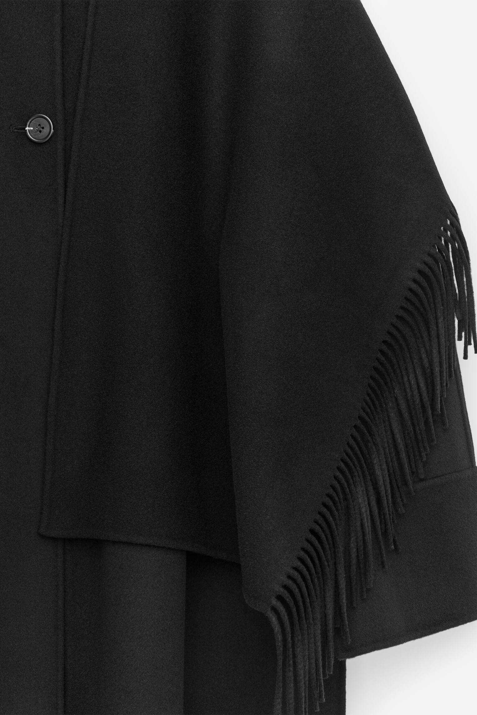 Płaszcz z podwójnej tkaniny z domieszką wełny - Czarny - 5