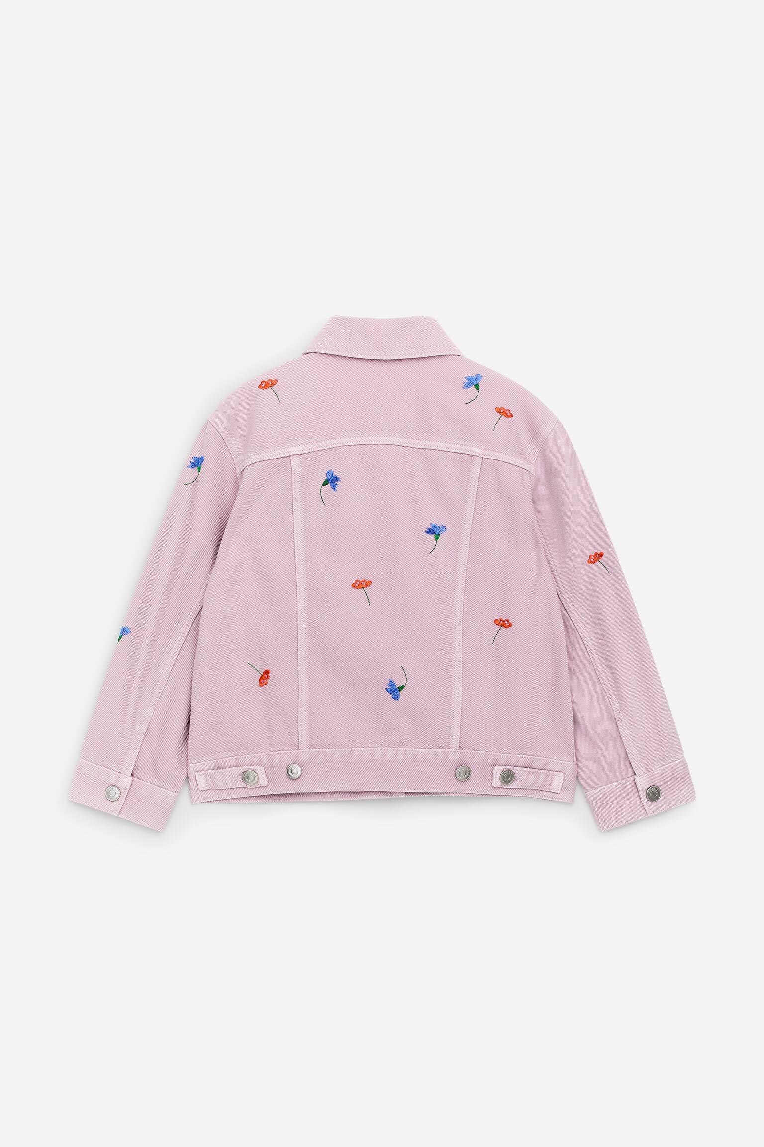 Jachetă din Denim Brodată - Roz/Floral/Albastru/Portocaliu - 3