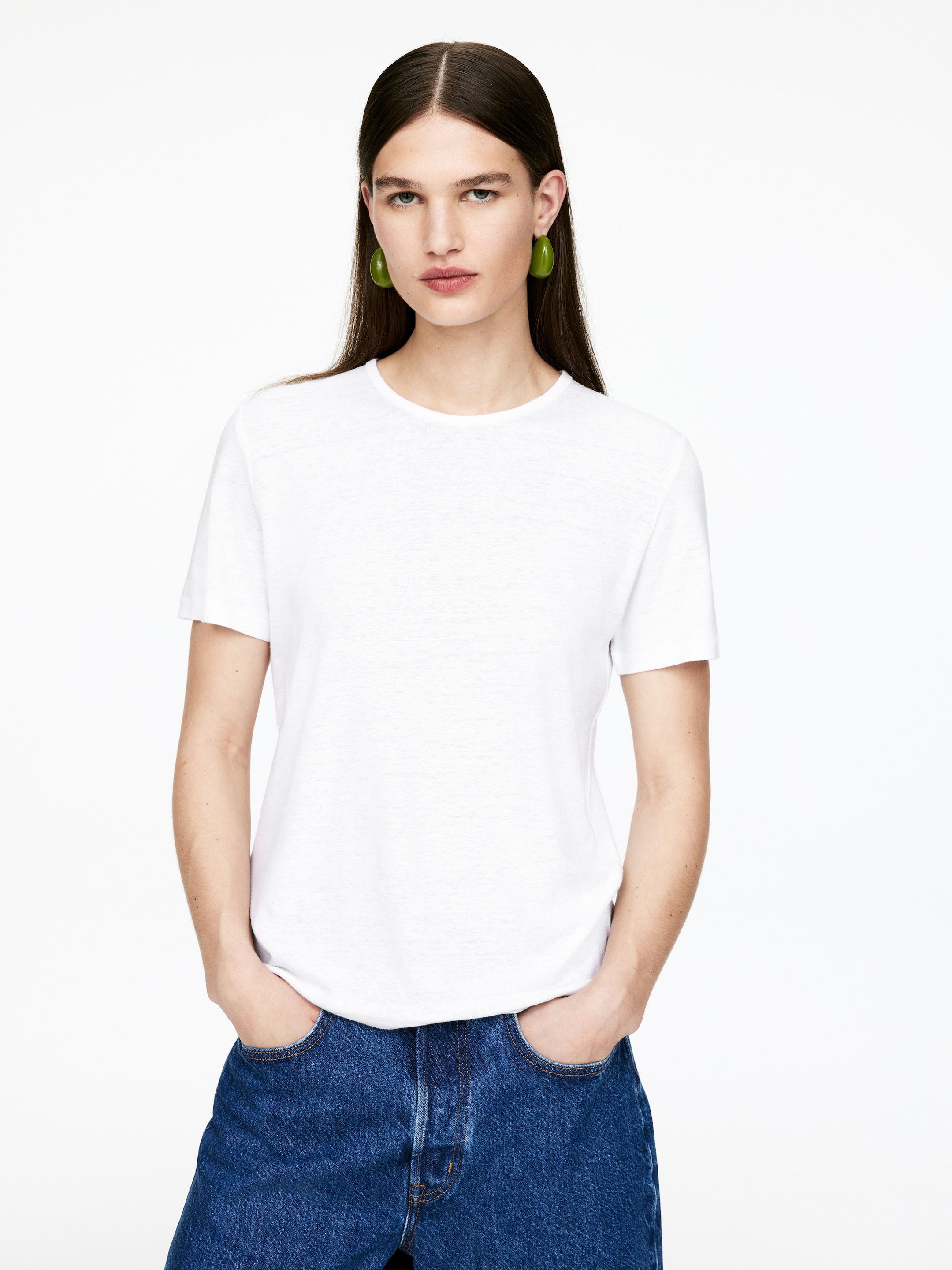 Grösseres Bild ansehen: T-Shirt aus Leinenmischung - Weiß - DAMEN | H&M CH 2