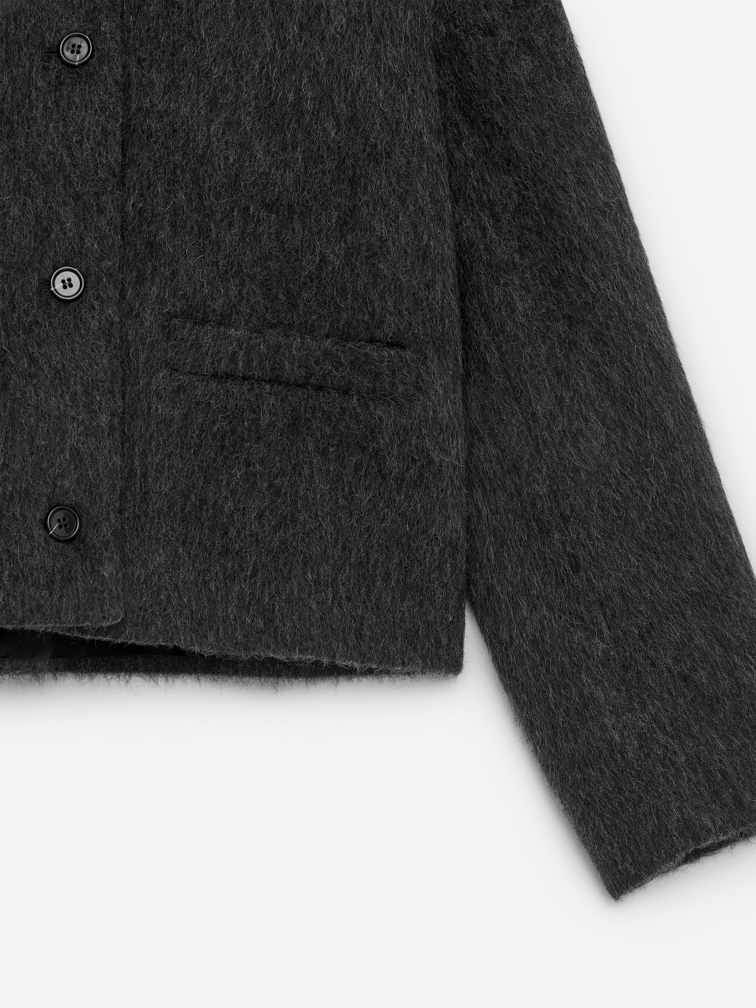 Brushed Wool-Blend Jacket - Dark Grey/Dark Beige - 2