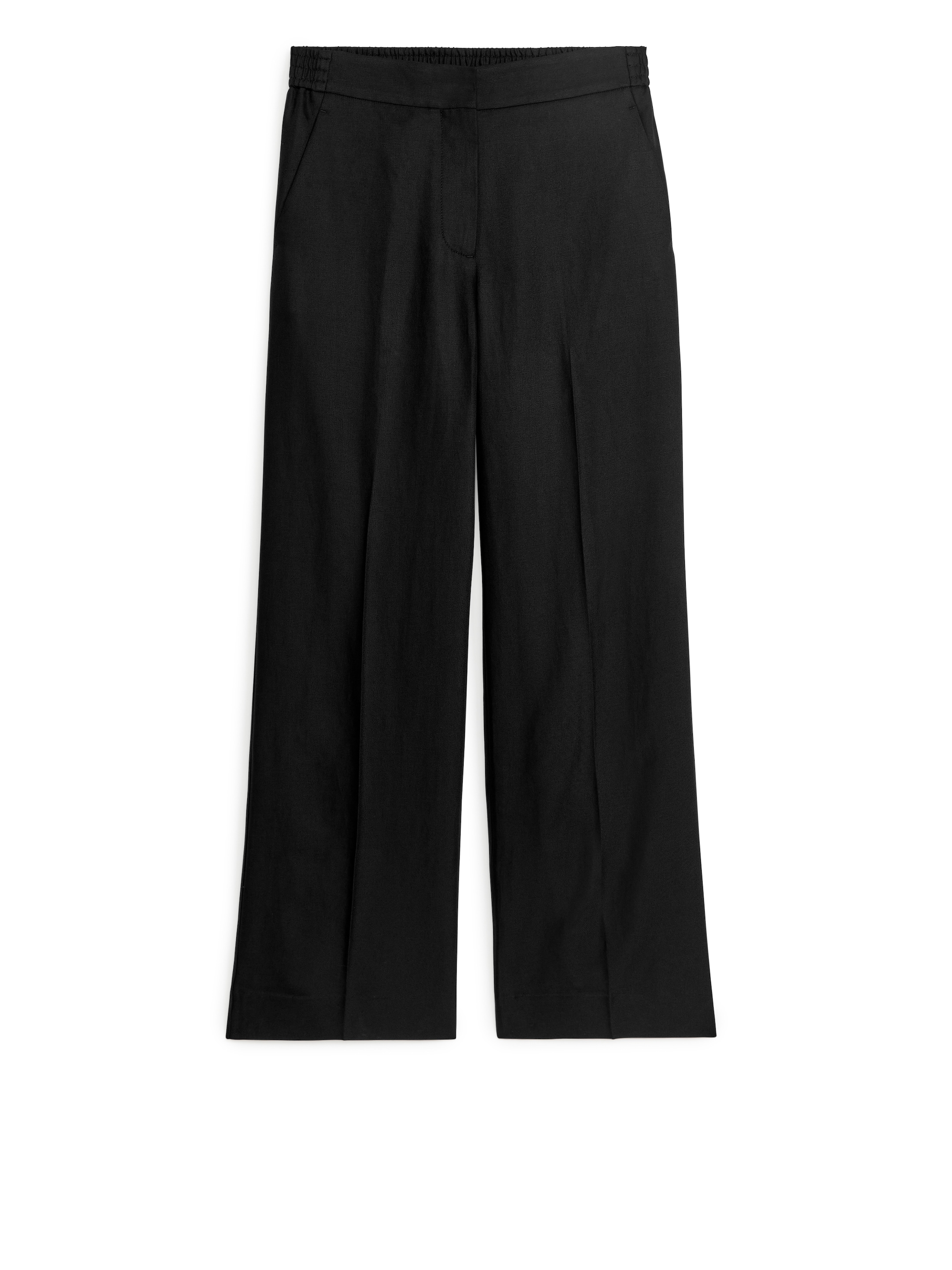 Pantalones fluidos en mezcla de lino - Negro - Corte estándar - Women - StillMedia/DescriptiveStillLife - 1