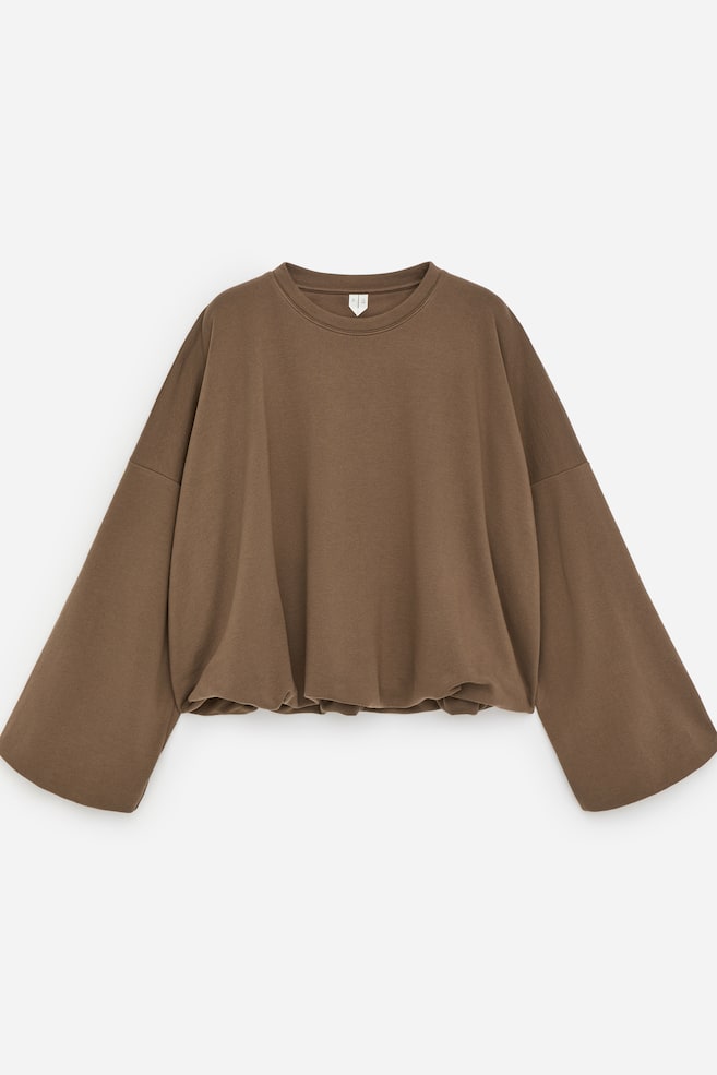 Sweatshirt mit Ballonschnitt - Braun/Cremeweiß/Schwarz - 1
