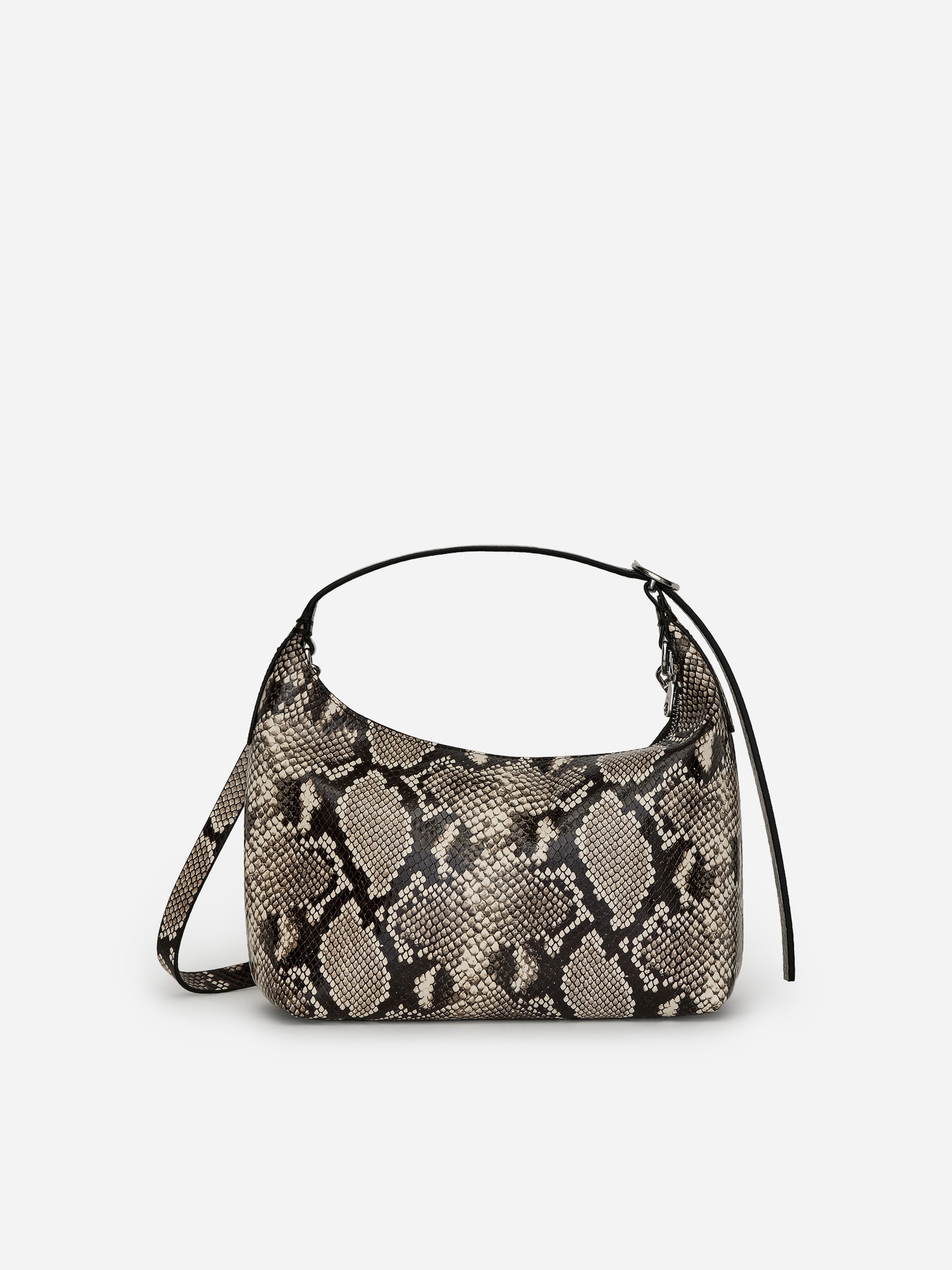Boxy Leather Bag - Black/Snake Pattern - 2