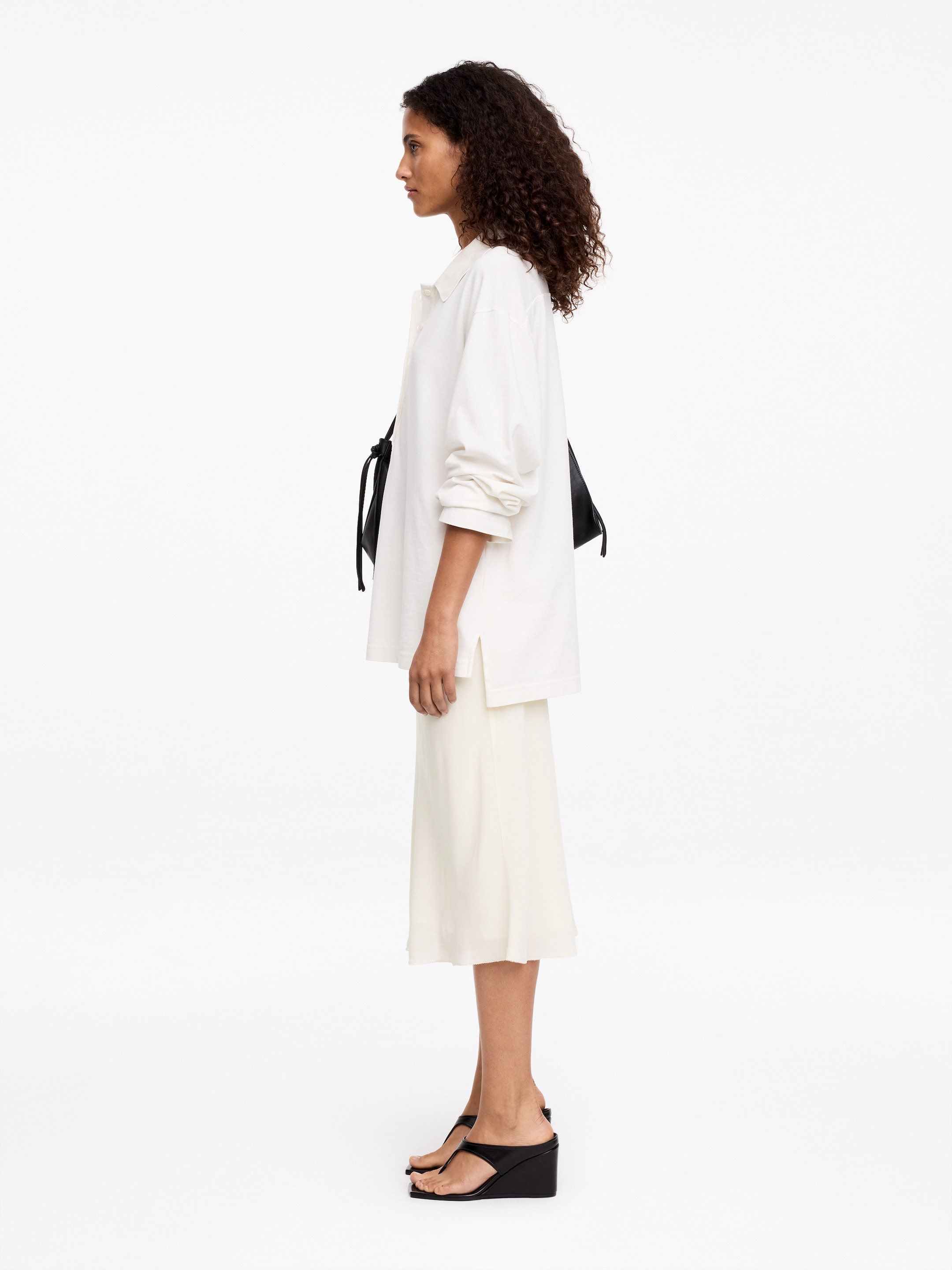 Chiffon Midi Skirt - Off White - Regular fit - Women - StillMedia/Lookbook - 2