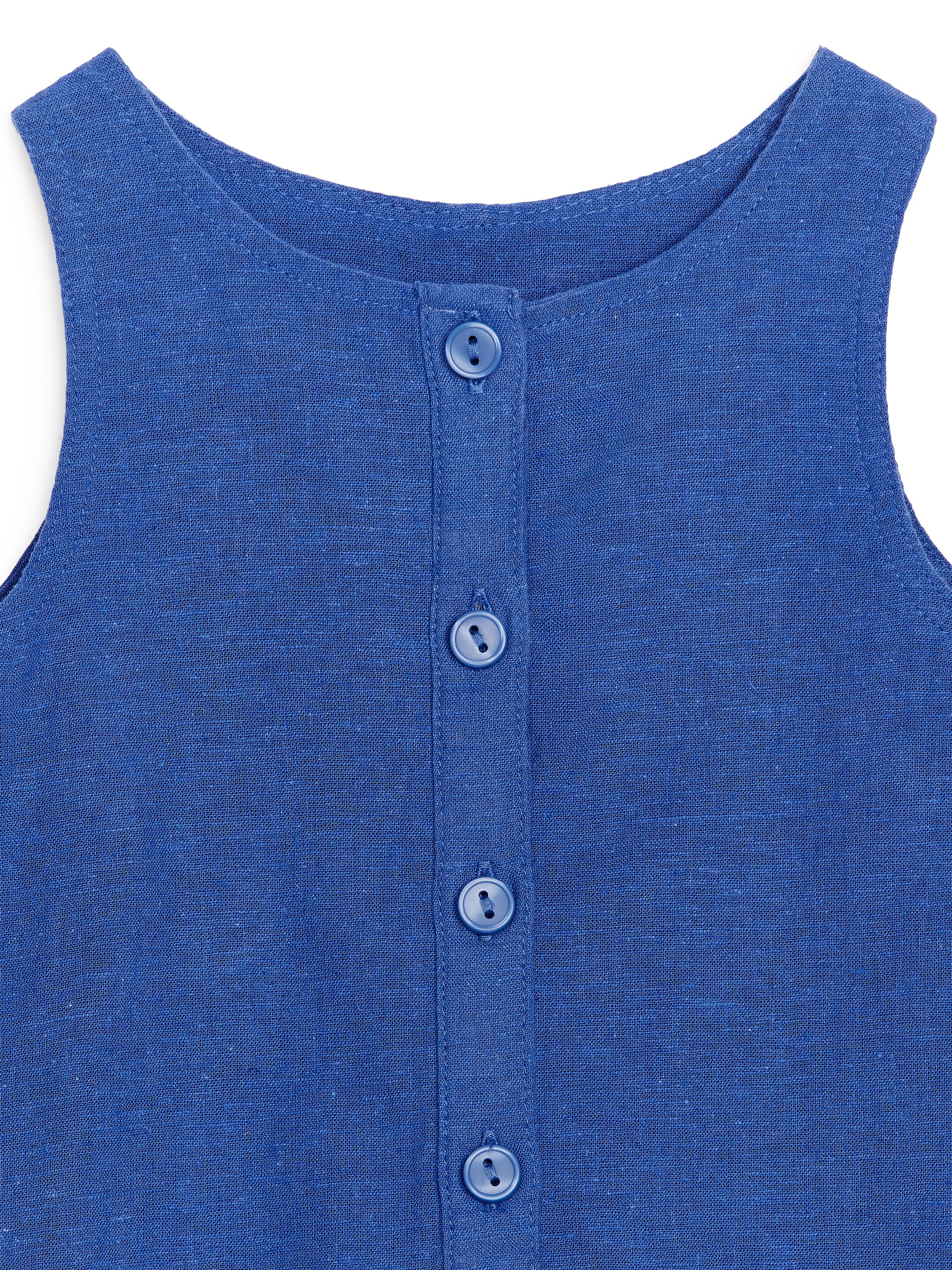 View larger image: Sleeveless Cotton-Linen Romper - Bright Blue - Kids | H&M GB 3