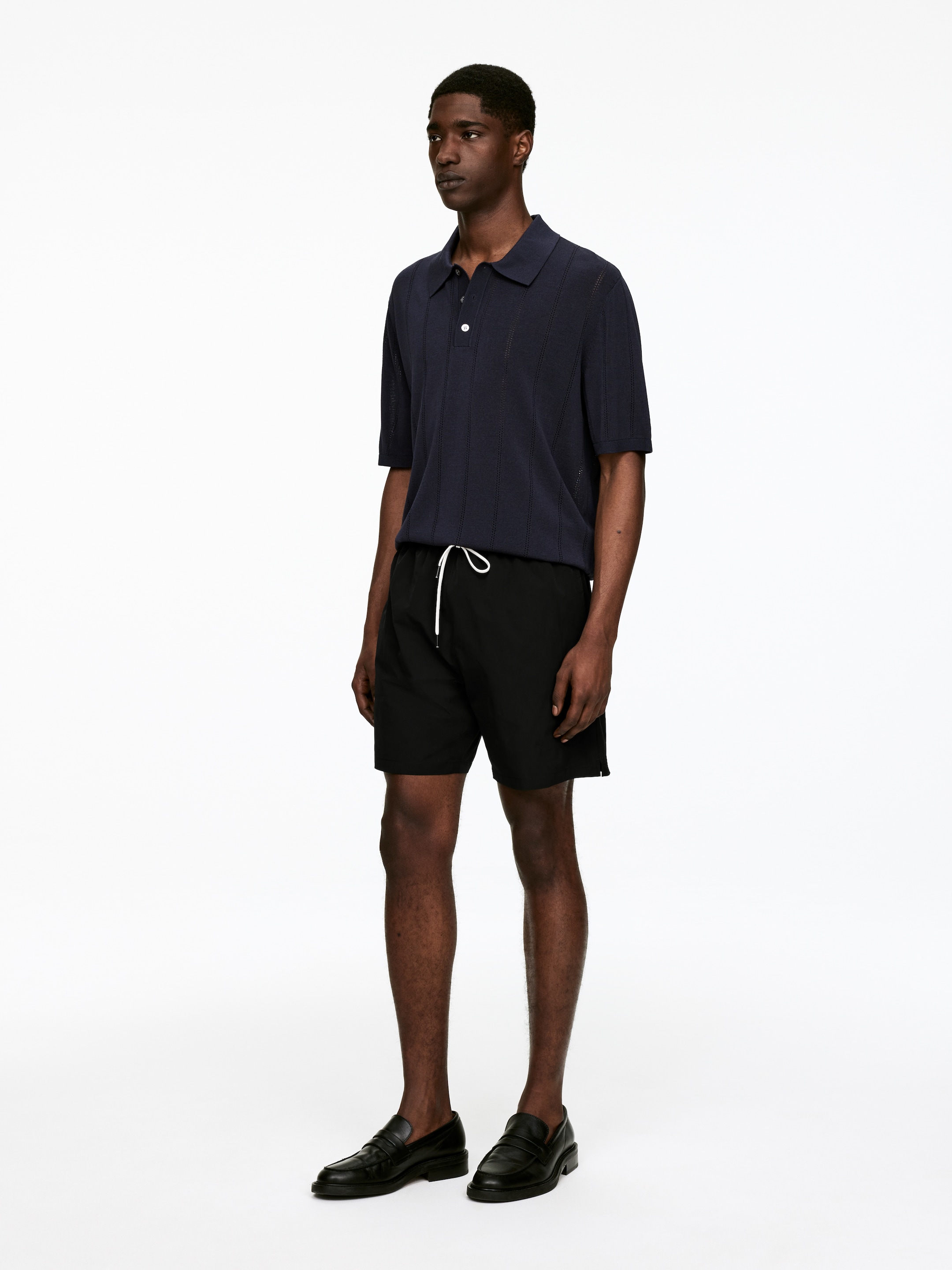 Zobrazit větší obrázek: Polo z pointelle - Tmavě modrá - MUŽI | H&M CZ 4