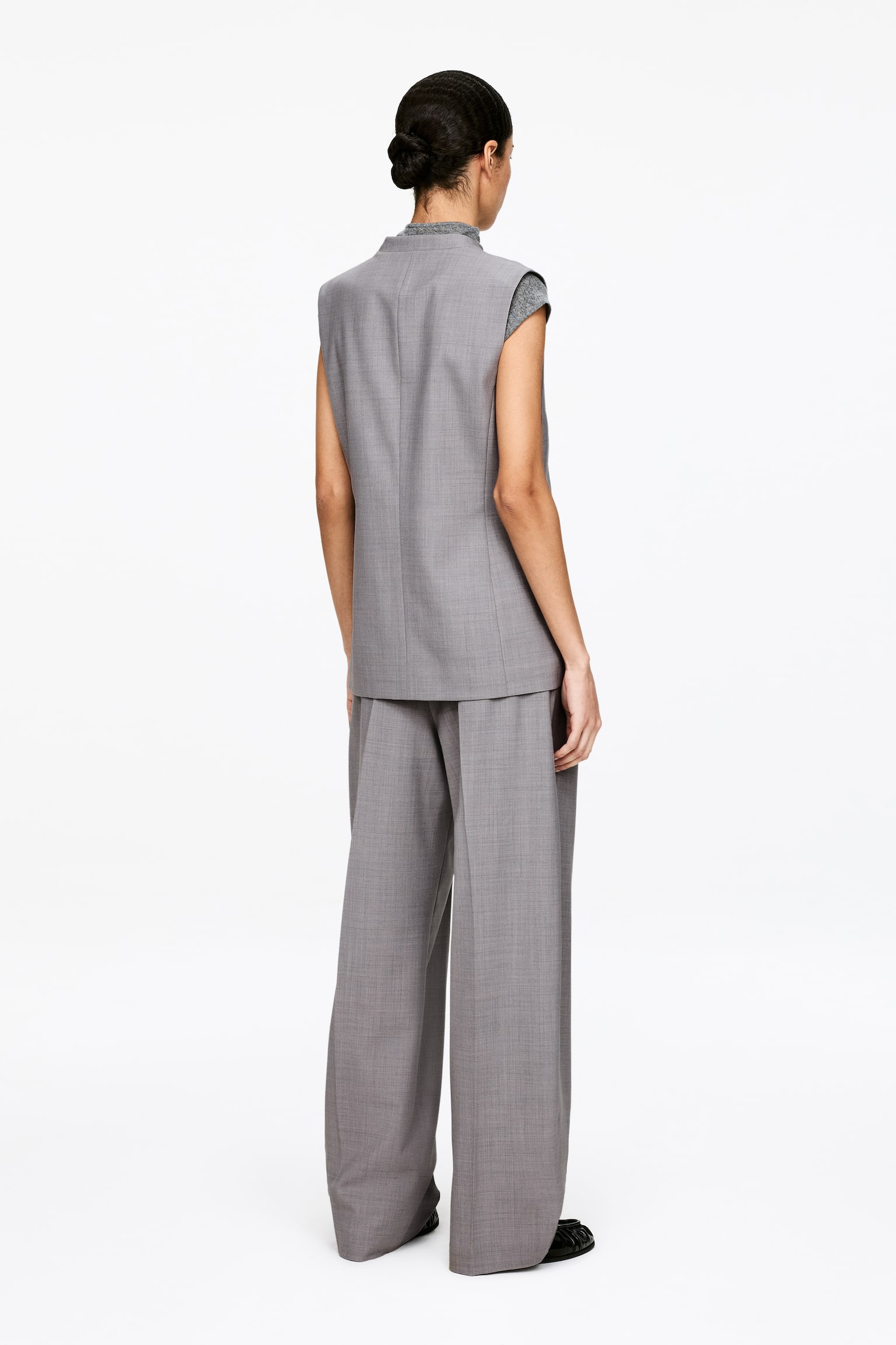 Figursyet vest - grå - 4