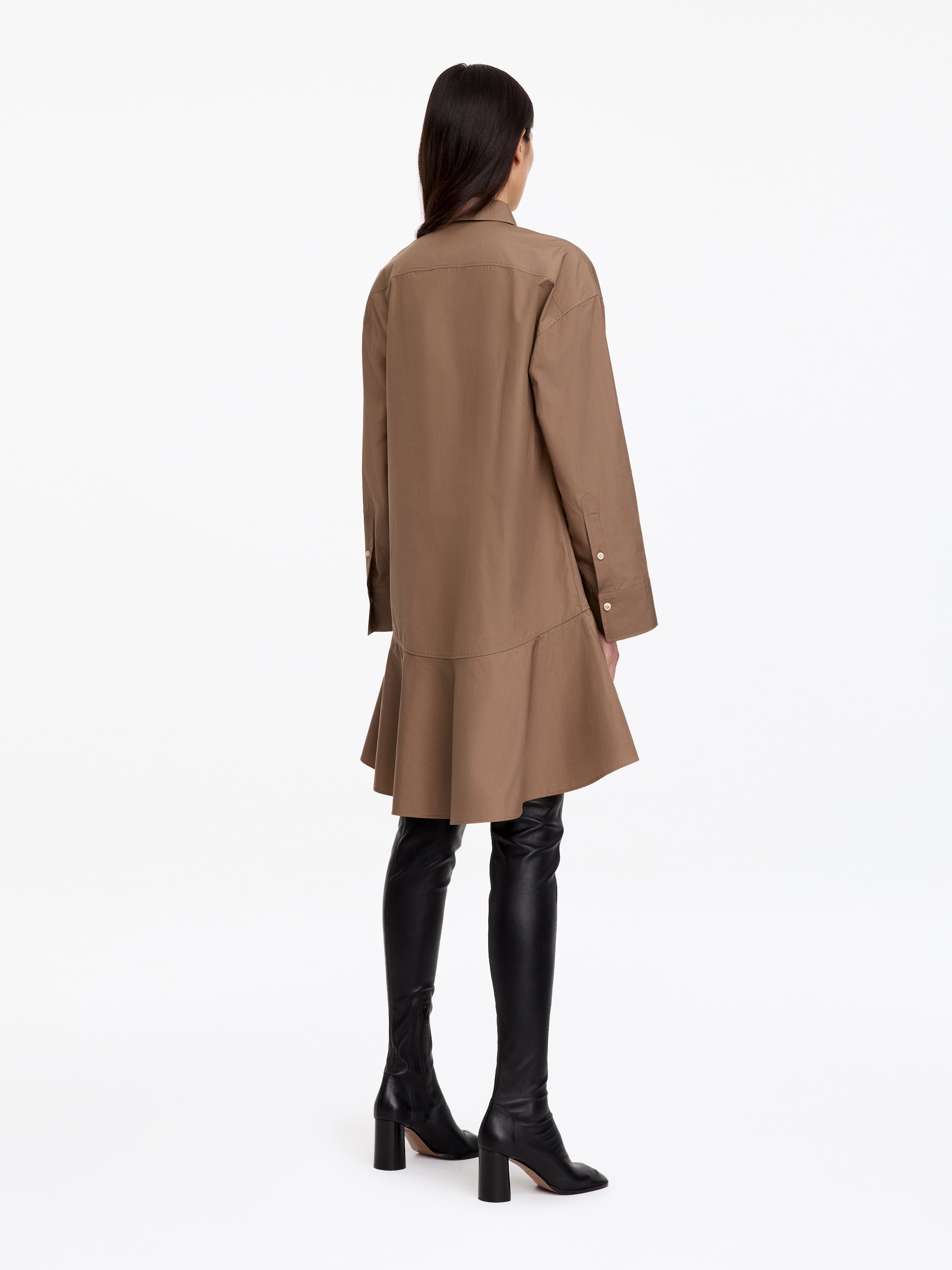 Peplumklänning i bomull - Mullvadsgrå - Regular fit - women - StillMedia/Lookbook - 3