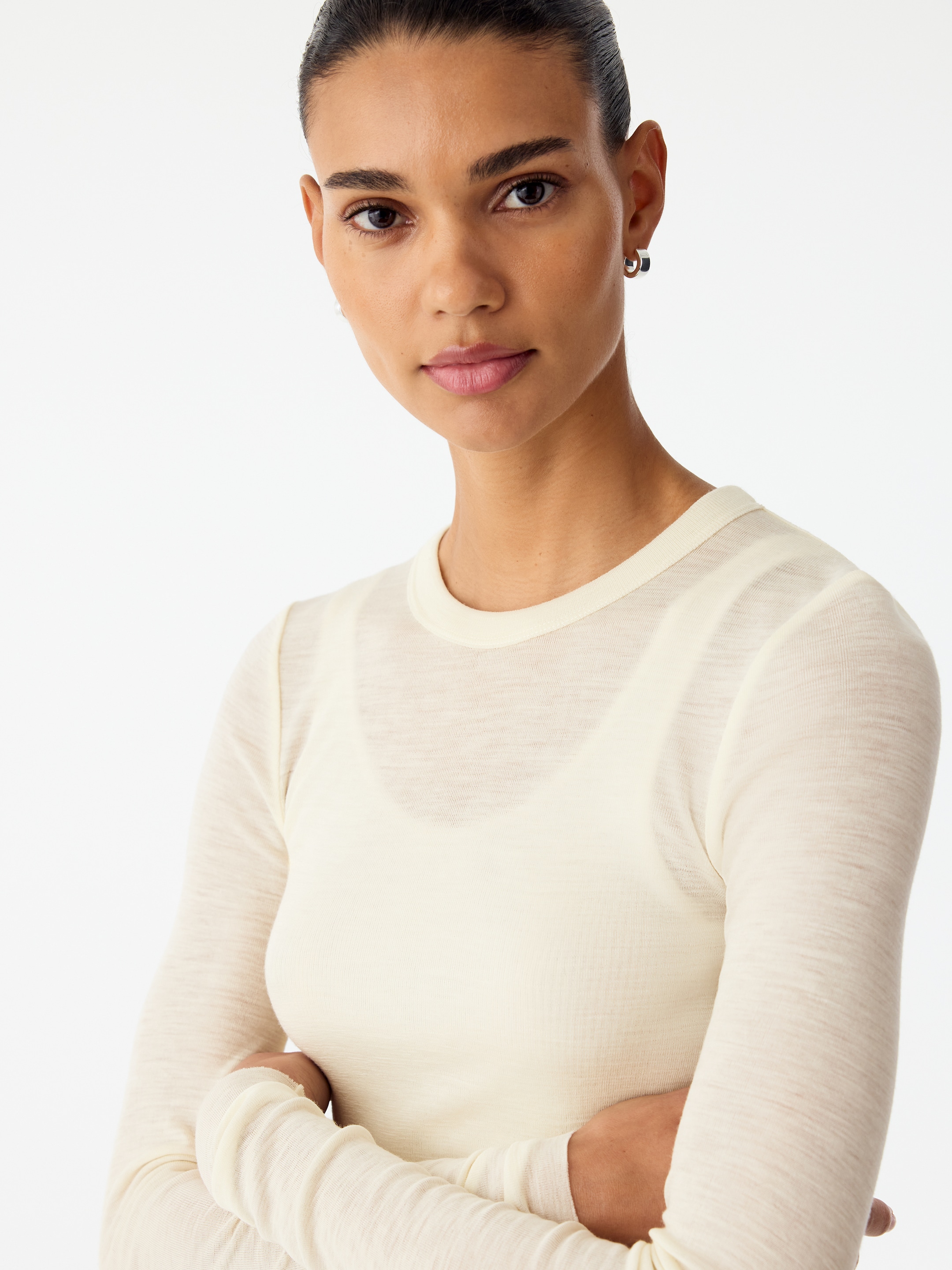 Langärmliges Oberteil aus Merinowolle - Cremeweiß - Slim Fit - women - StillMedia/Lookbook - 2