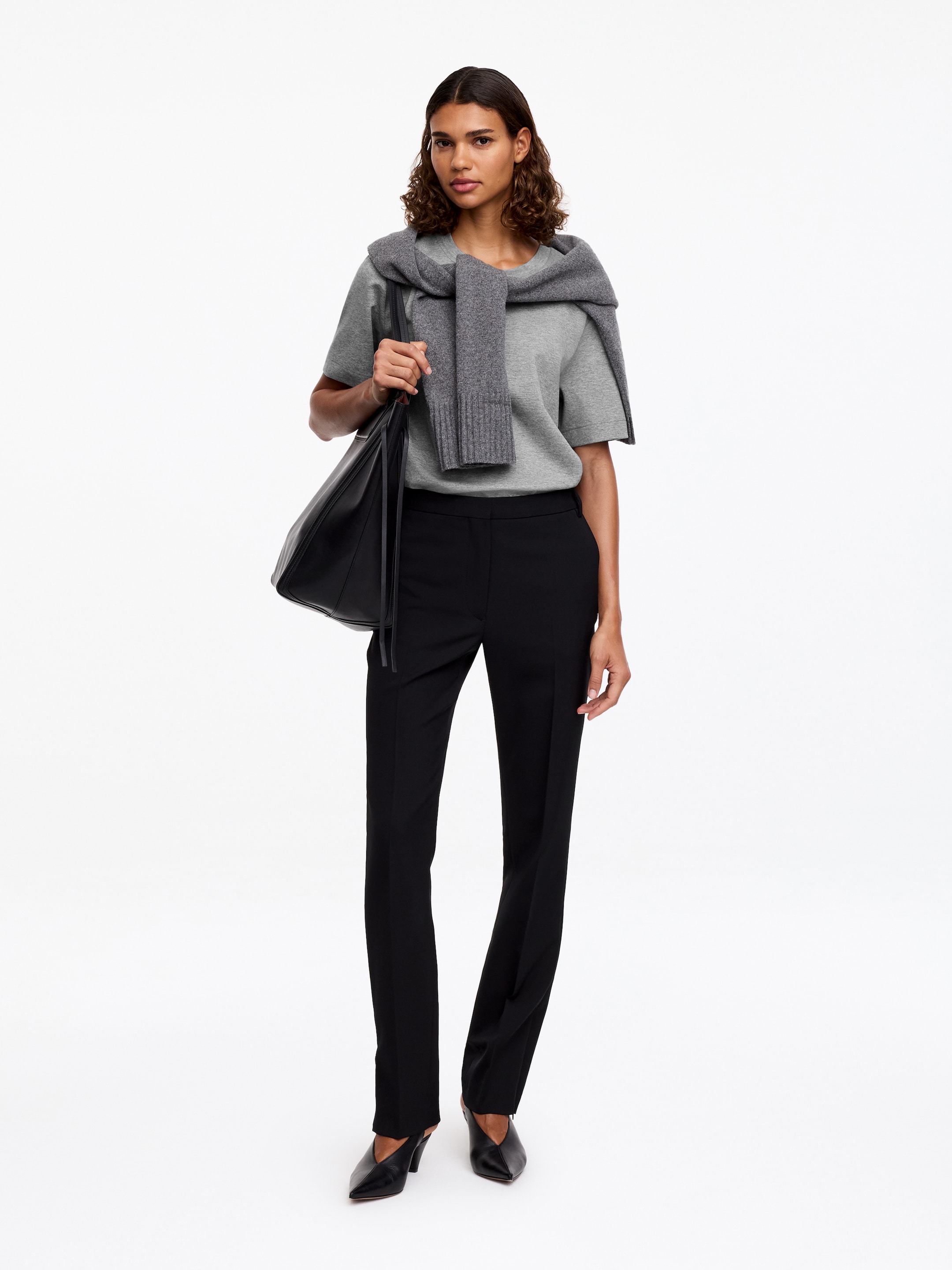 Signature Constructed T-Shirt - Grey Melange - Regular fit - Women - StillMedia/Lookbook - 35