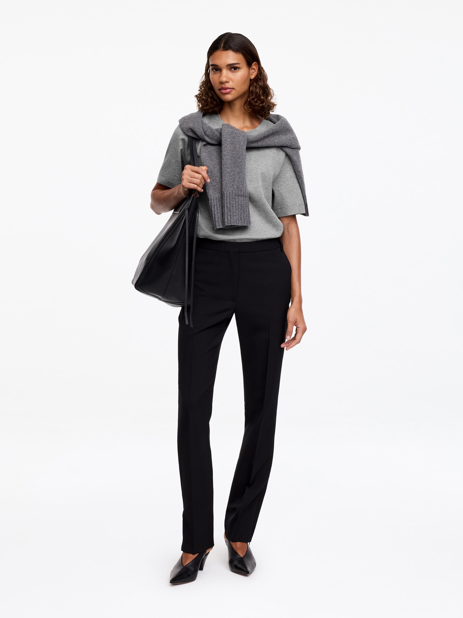 T-shirt signature structuré - Gris chiné - Regular fit - Femme - StillMedia/Lookbook - 35