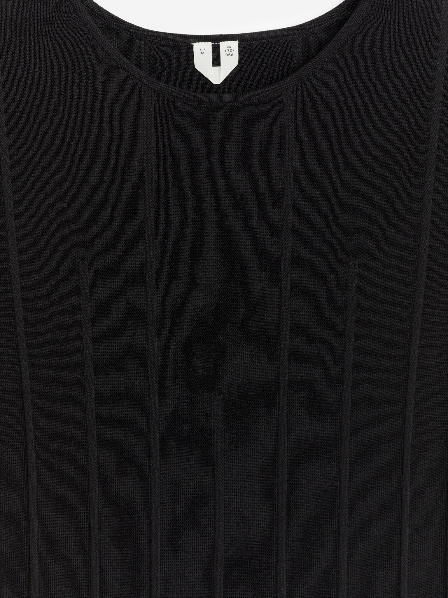 Cap-Sleeve Rib Dress - Black - 2