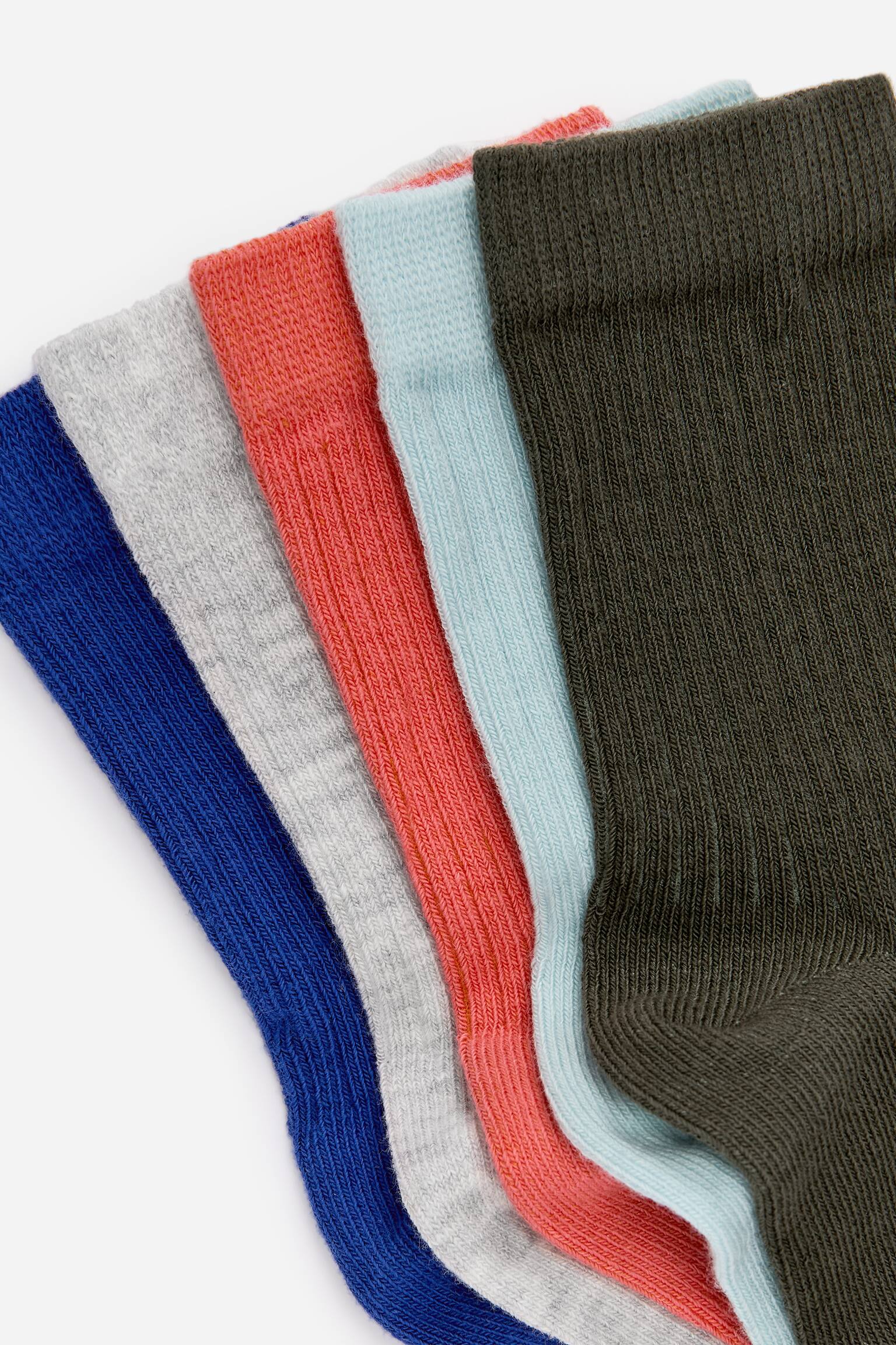 Chaussettes en maille côtelée, 5 paires - Bleu/Multicolore/Peach/Multicolour - 2