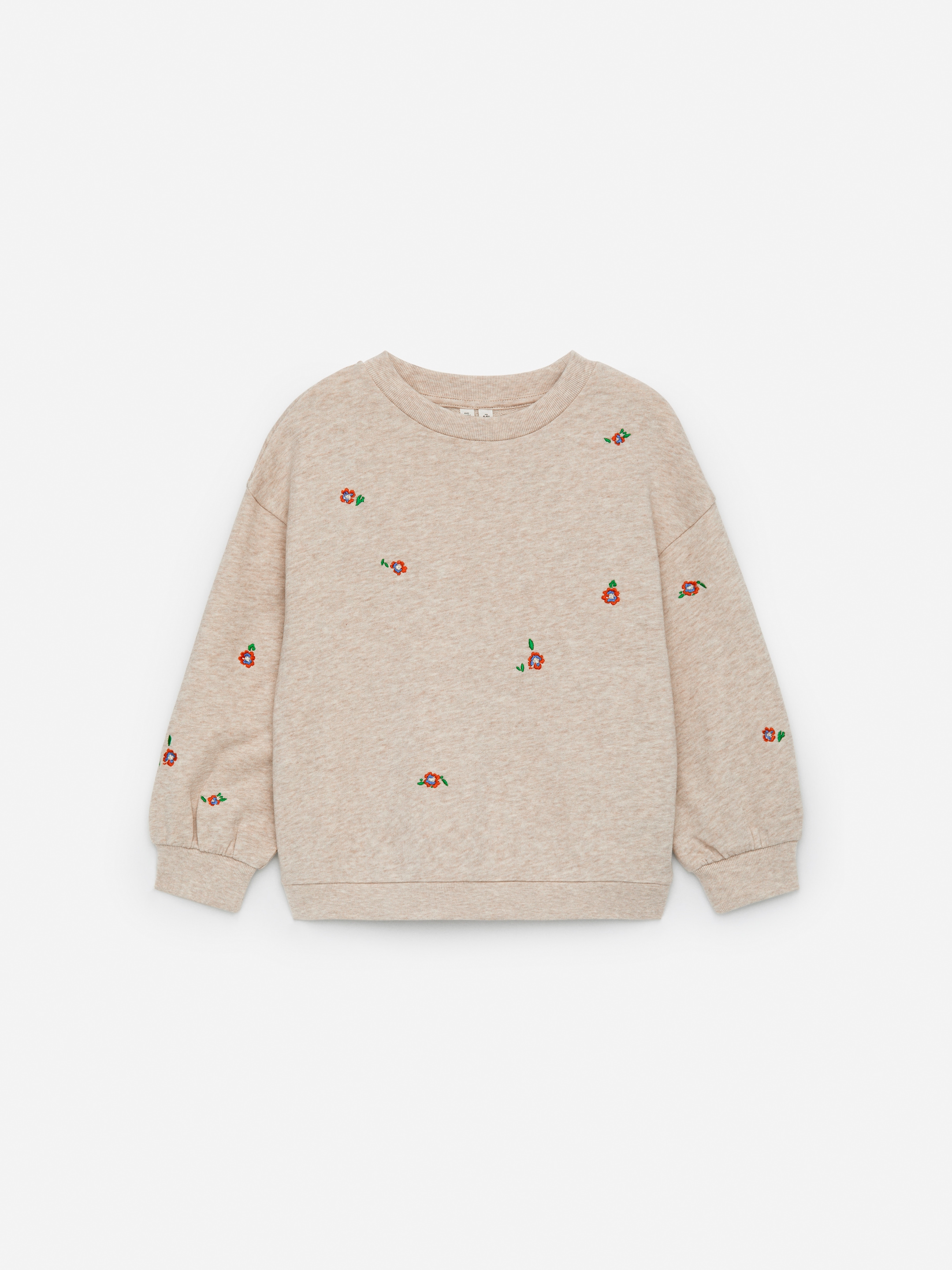 Visa större bild: Sweatshirt med brodyr - Beige/blommor - BARN | H&M SE 1