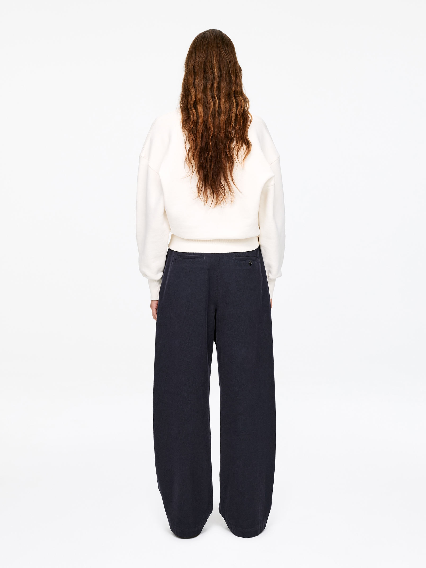 High-Waist Corduroy Trousers - Dark Blue - Regular fit - Women - StillMedia/Lookbook - 6