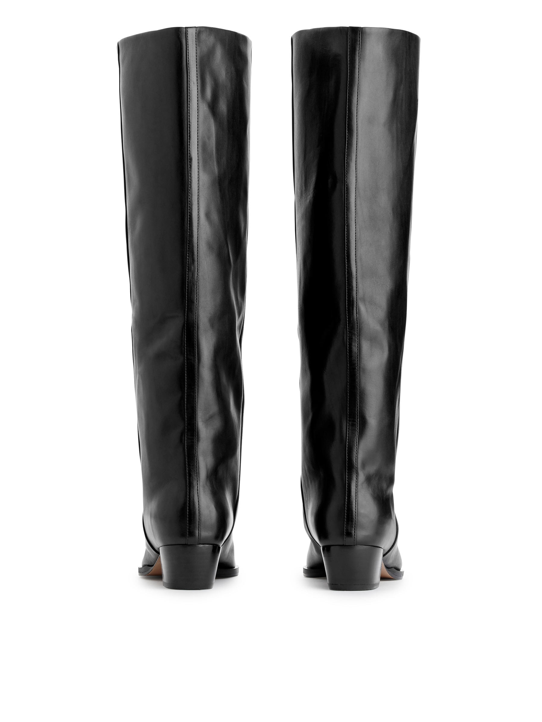 Knee-High Leather Boots - Black - women - StillMedia/DescriptiveStillLife - 2