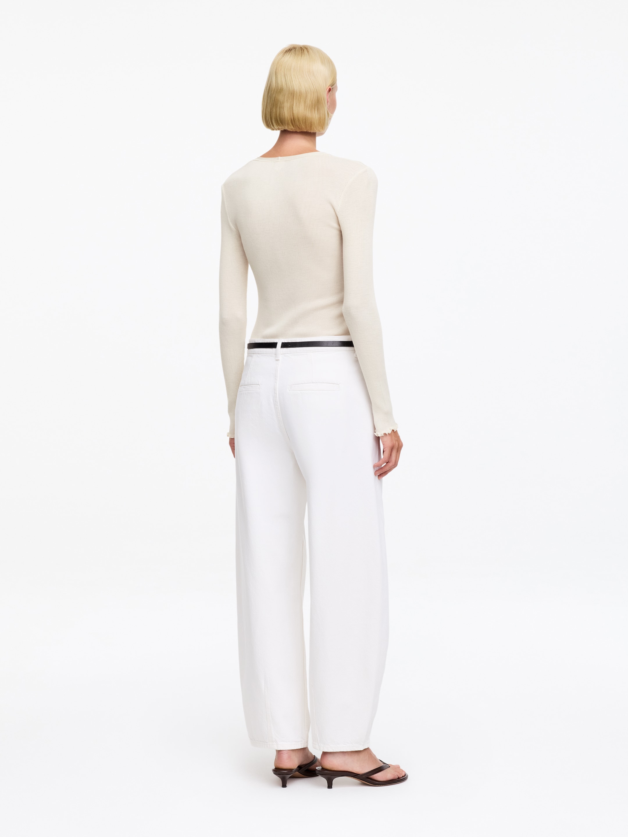 Wool Silk Blend Top - Beige - Slim fit - women - StillMedia/Lookbook - 4