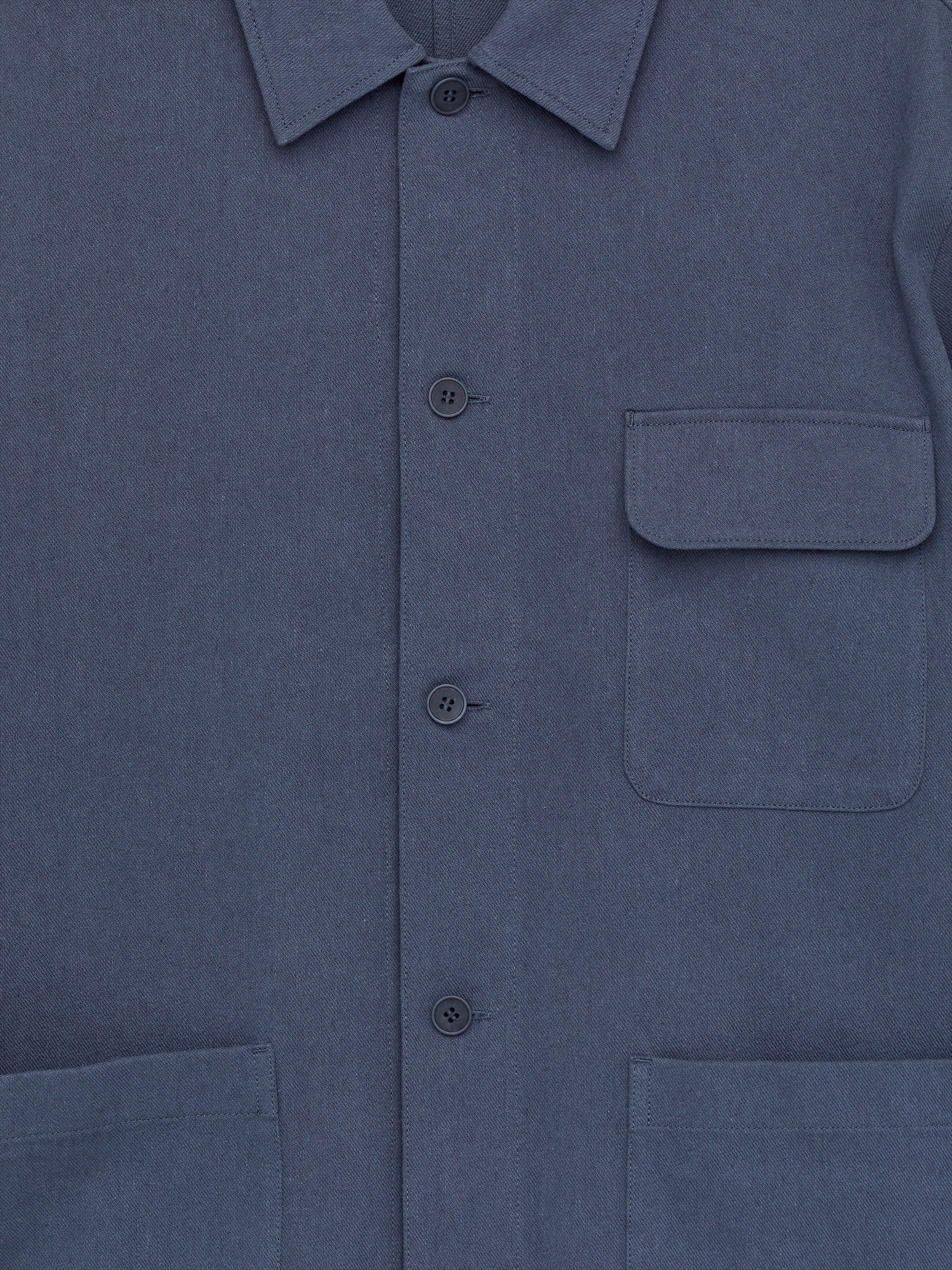 Cotton/Linen Overshirt - Blue - Relaxed fit - Men - StillMedia/DescriptiveDetail - 2