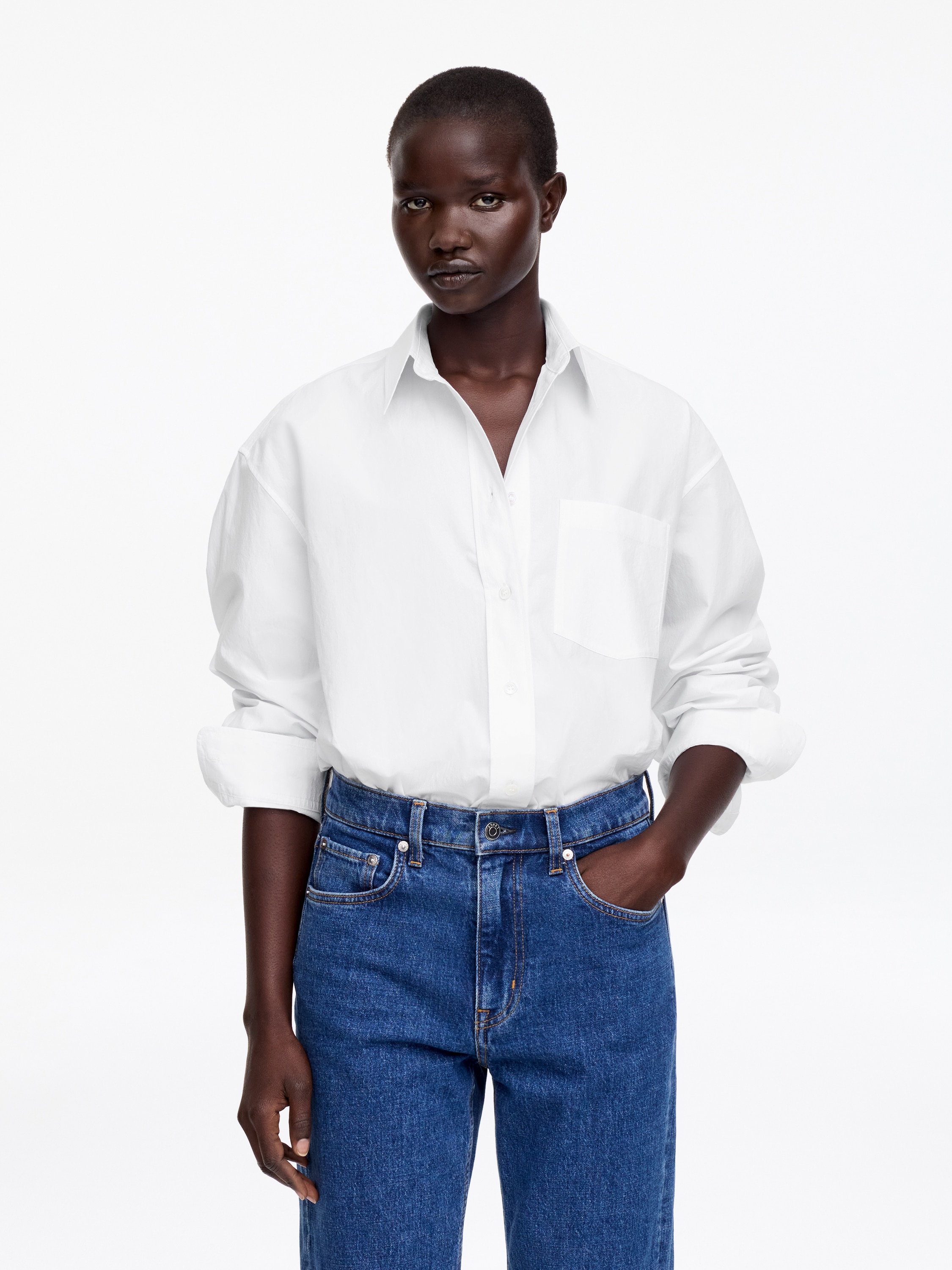 Camicia in cotone - Bianco/Azzurro/Turchese chiaro