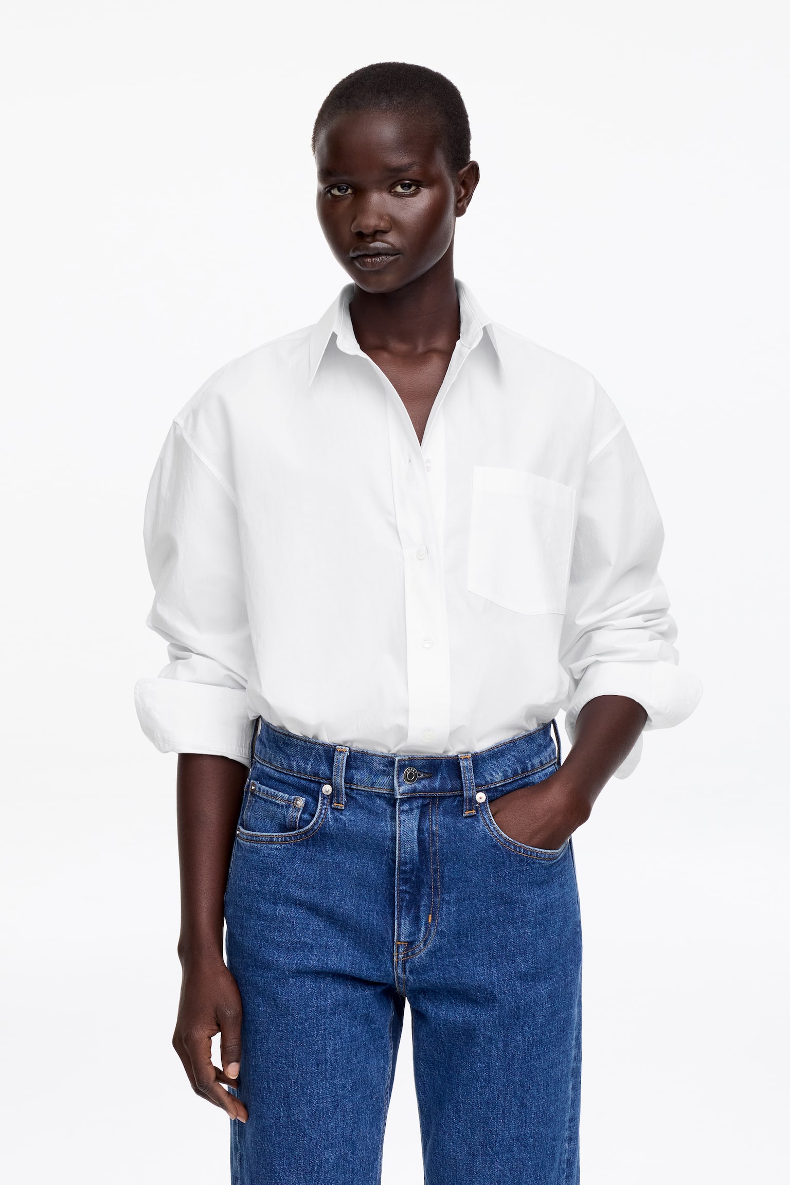 Bawełniana koszula - Biały/Jasnoniebieski/Jasnoturkusowy - 2