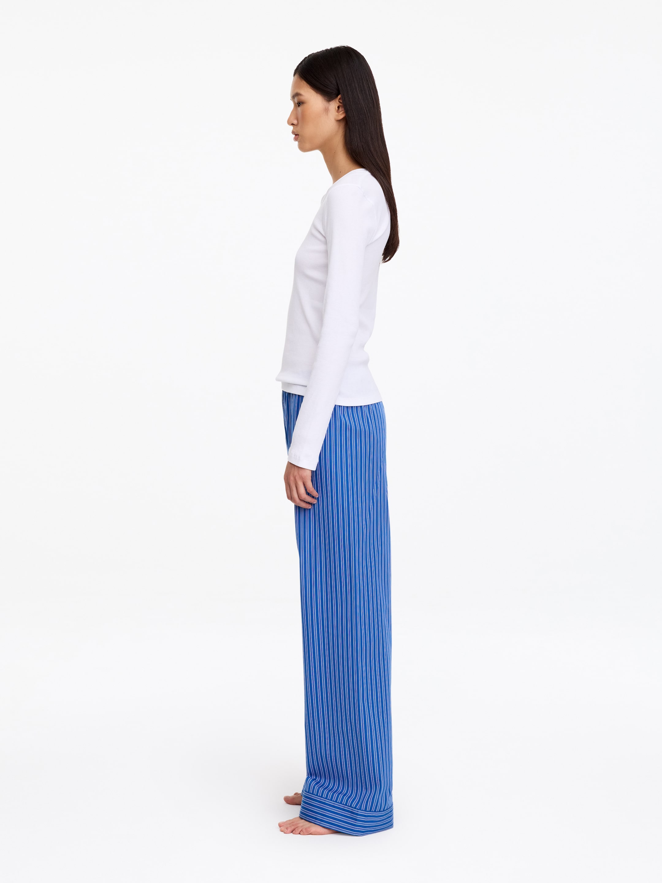 Cotton poplin pyjama trousers - Blue - Relaxed fit - women - StillMedia/Lookbook - 6
